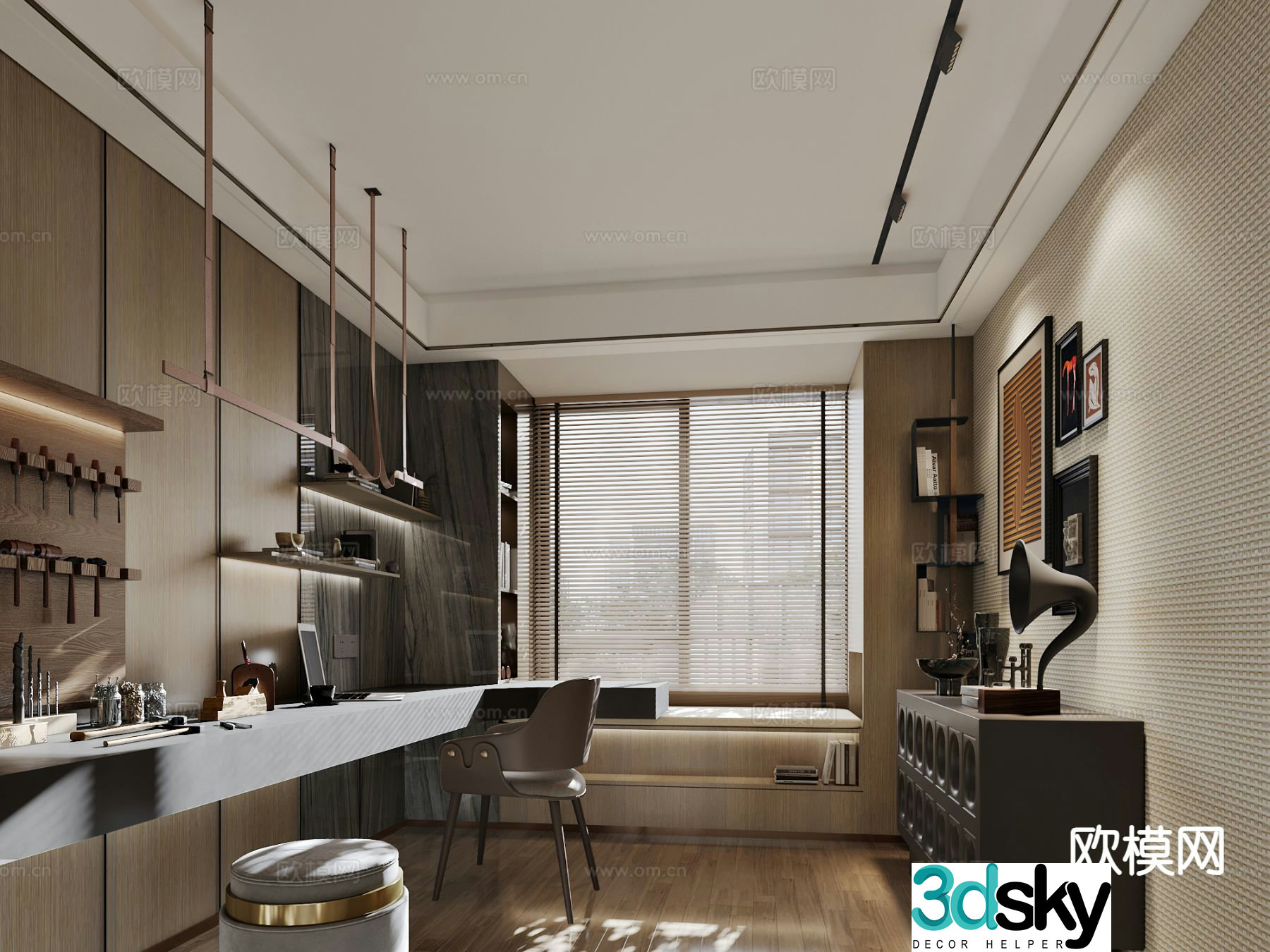 Modern study room 3d model