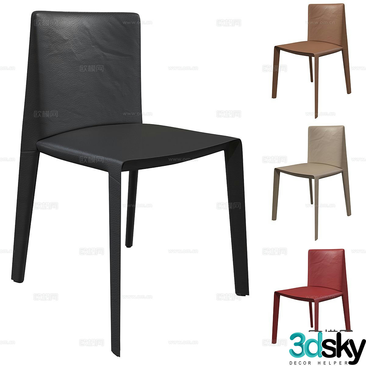 Italian minimalist chair dining chair 3d model