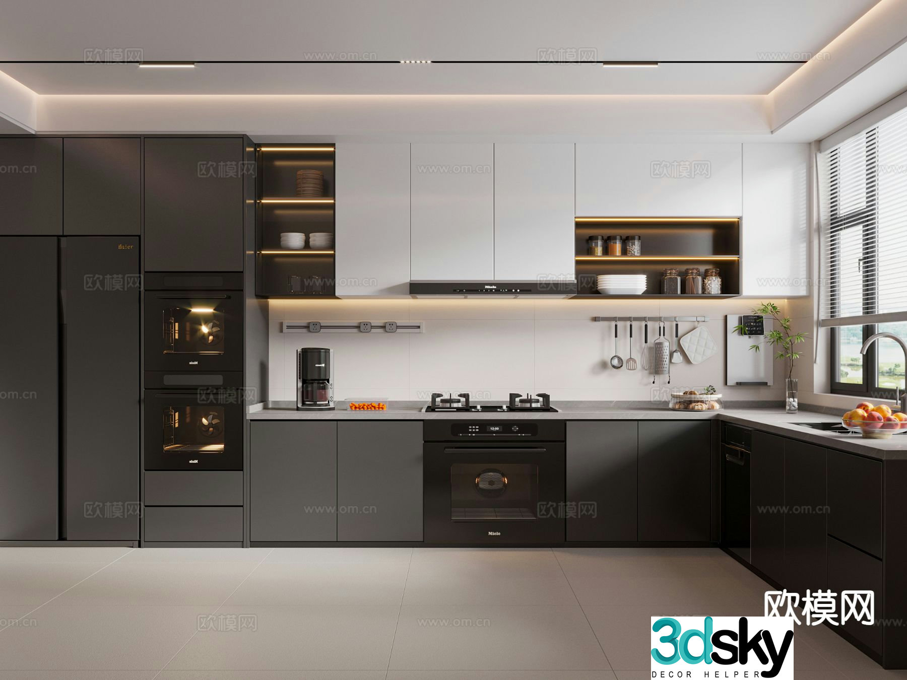 modern kitchen cabinet 3d model