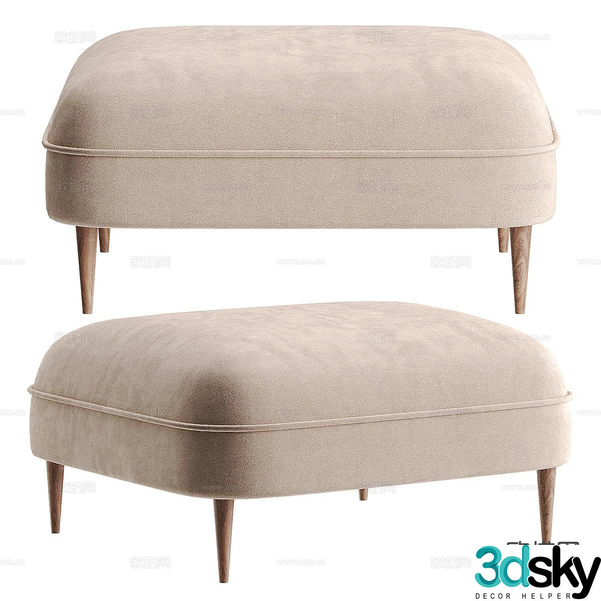 Modern footrest sofa stool 3d model