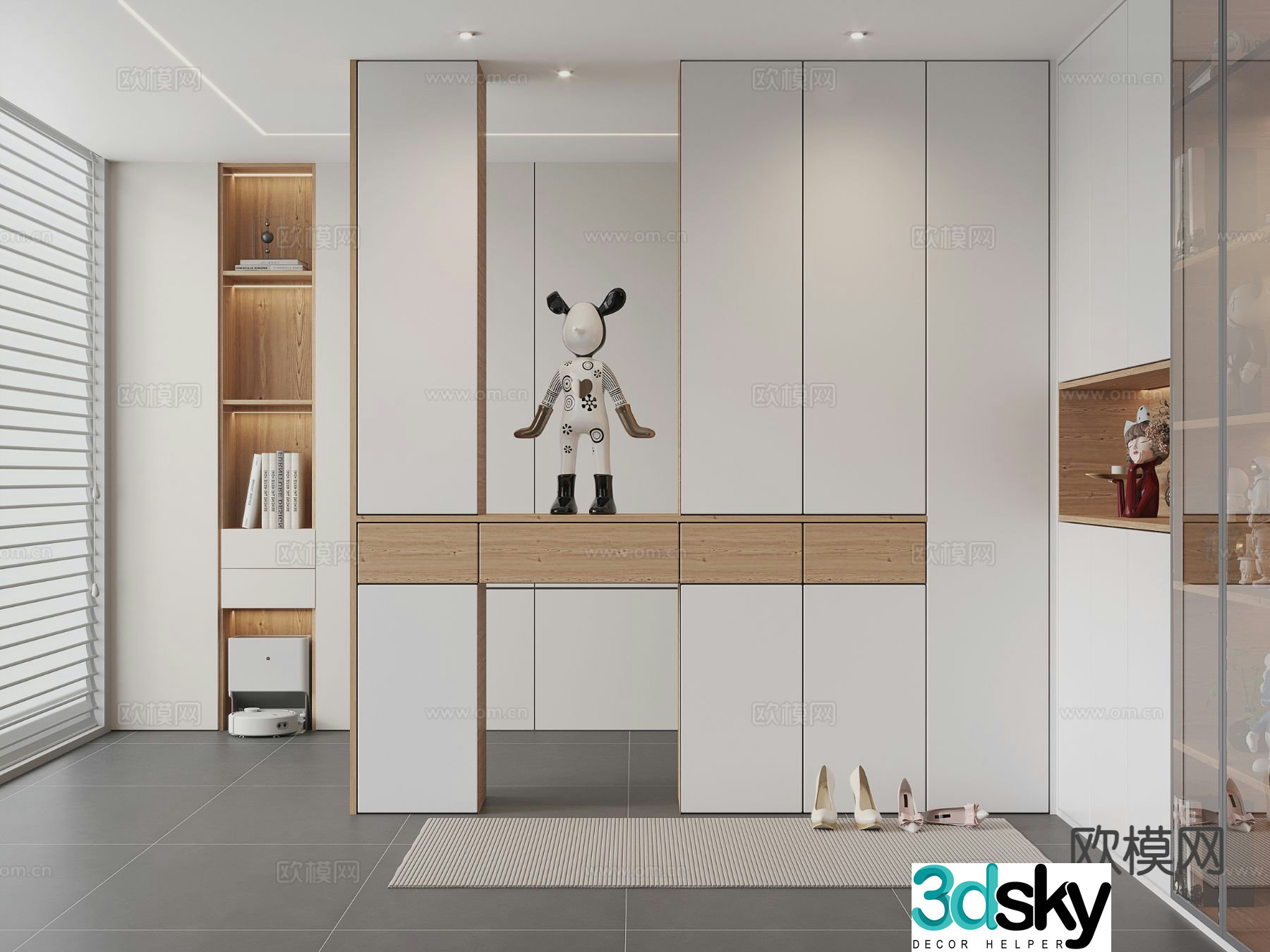 Modern entrance shoe cabinet 3d model