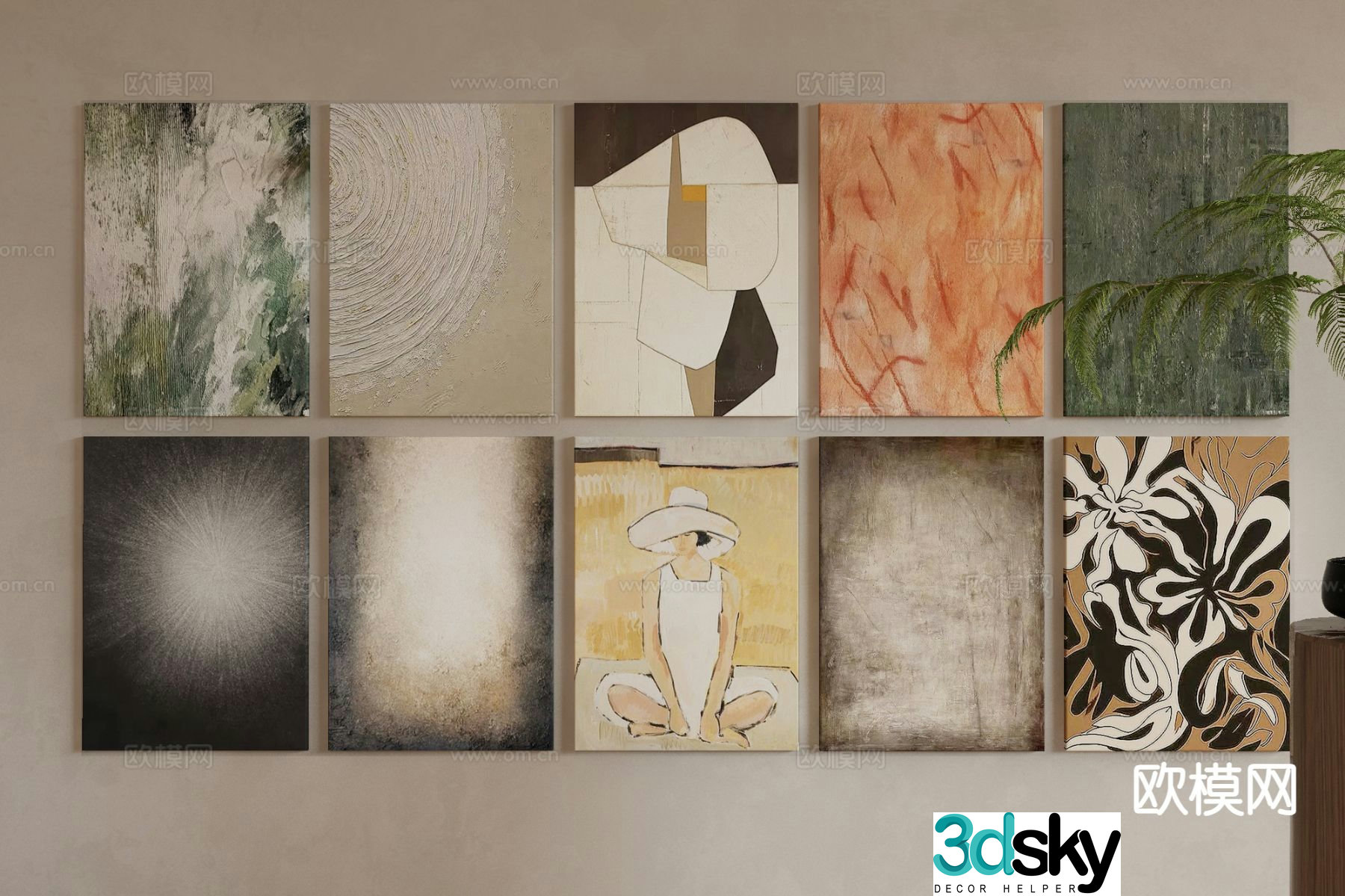 Modern art painting texture painting decorative painting 3d model