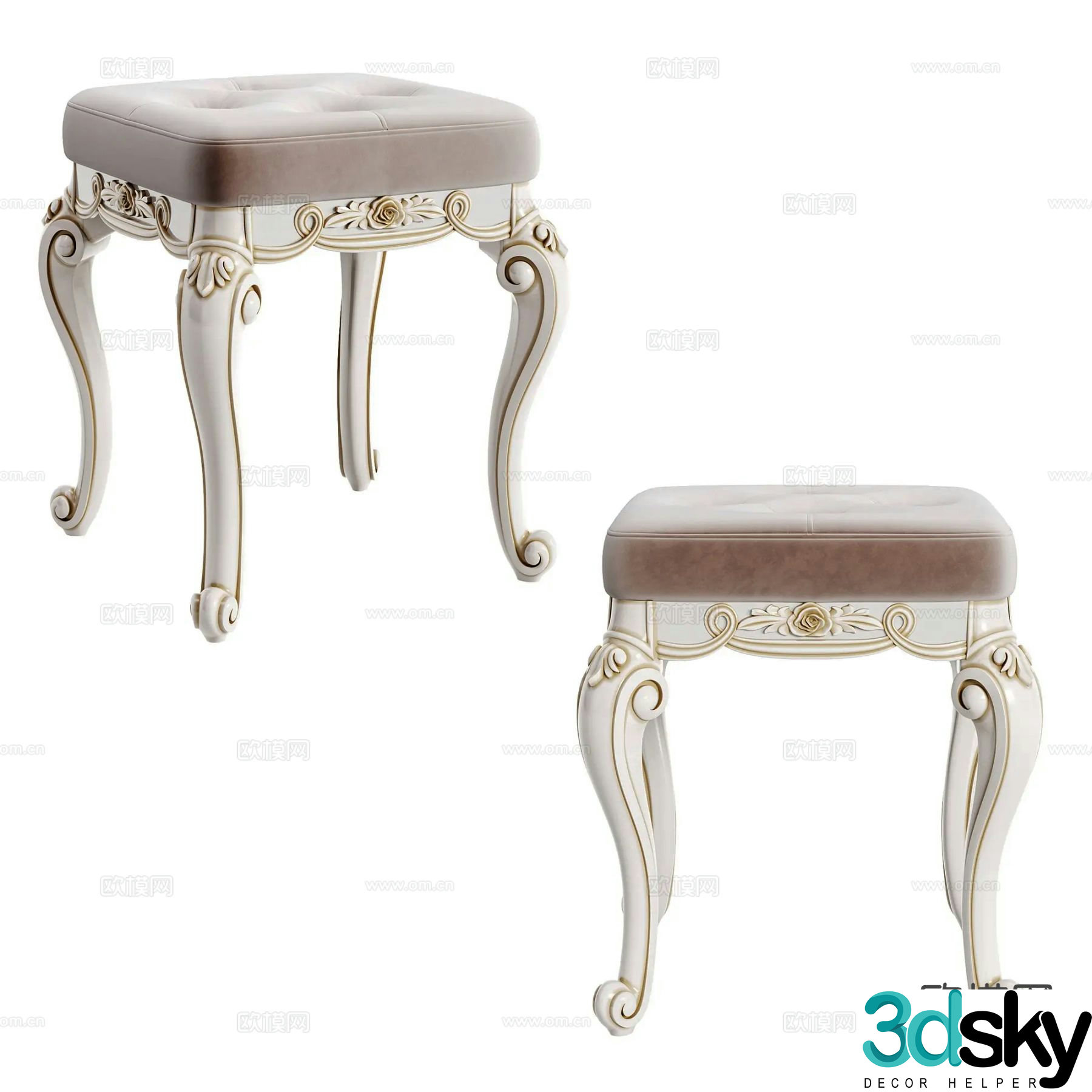 European stool sofa stool 3d model