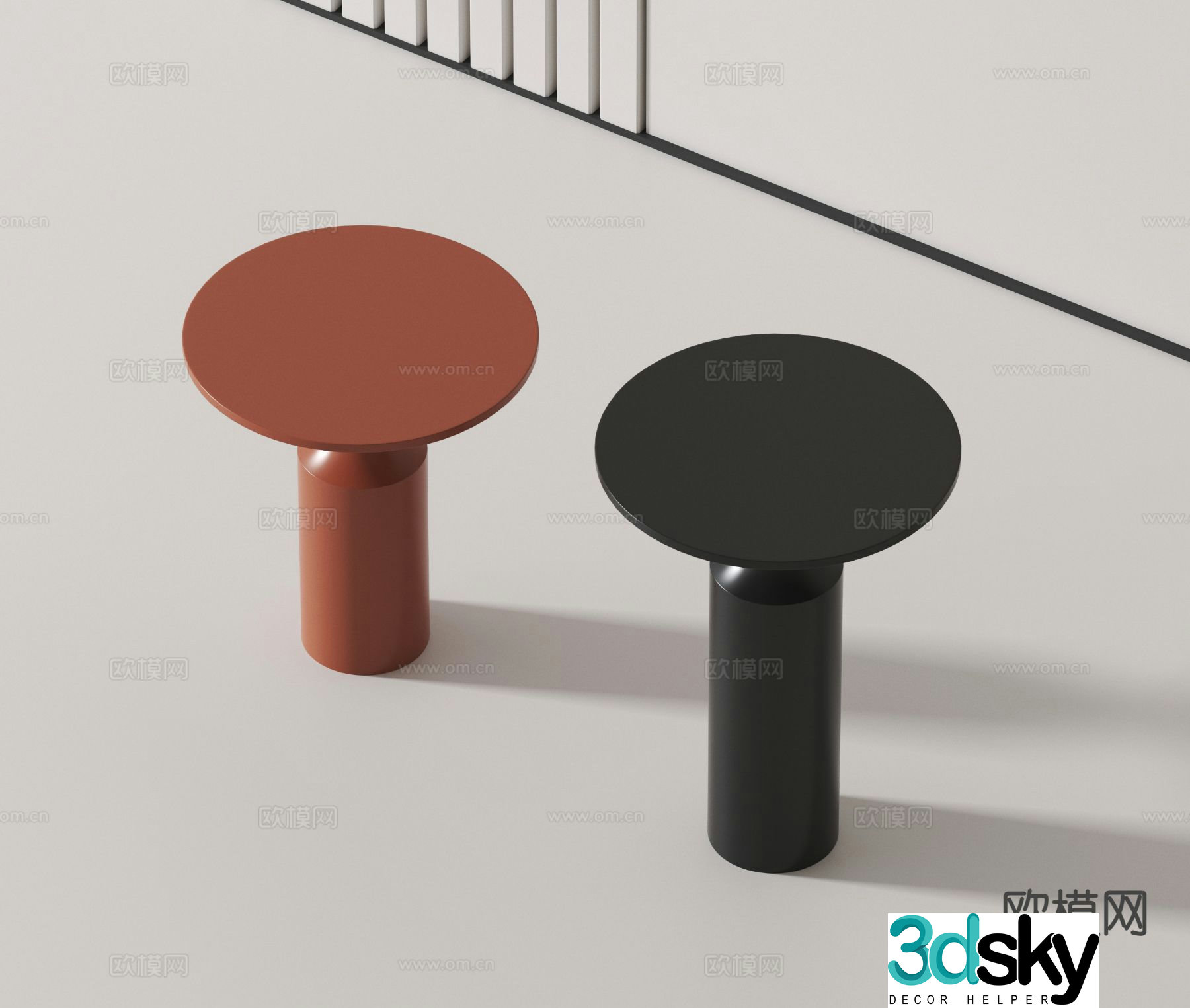 Modern side table corner table round table 3D model
