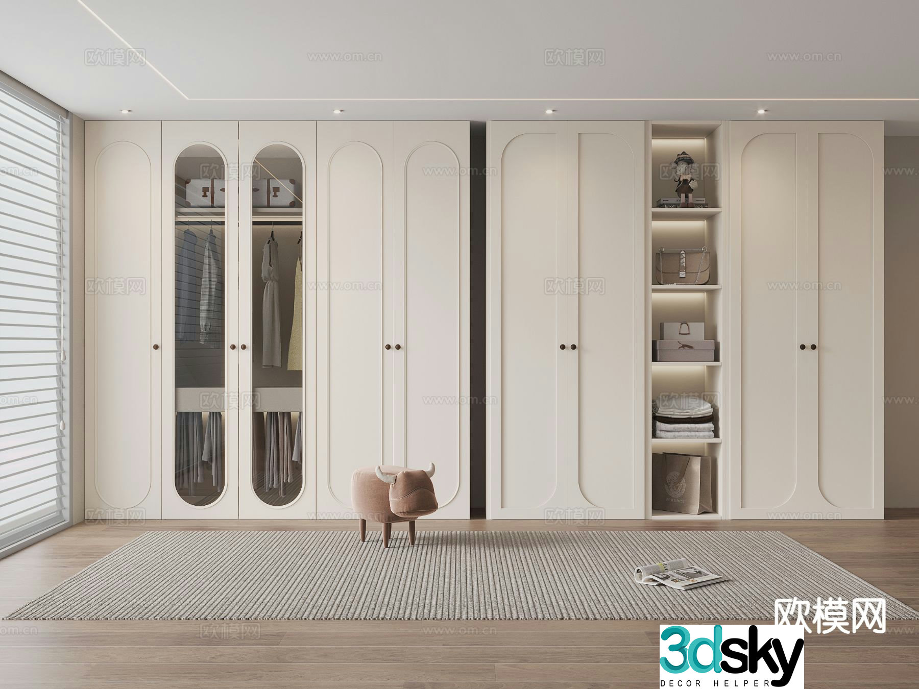 Cream style wardrobe wardrobe 3d model