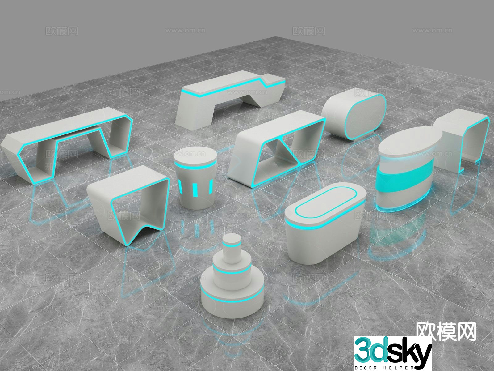 Modern technology exhibition stand 3d model