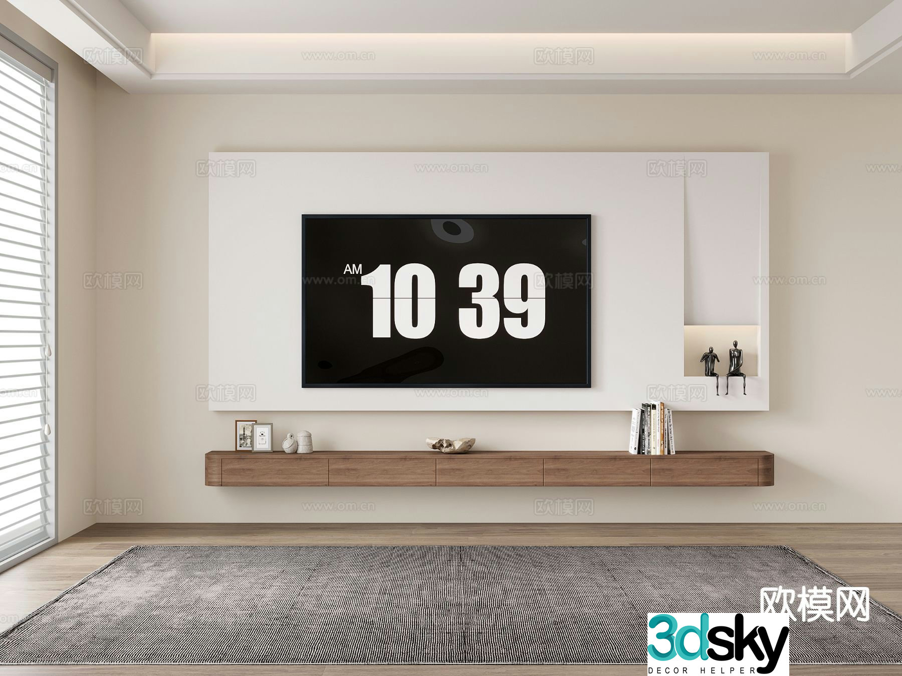 Modern TV background wall 3d model