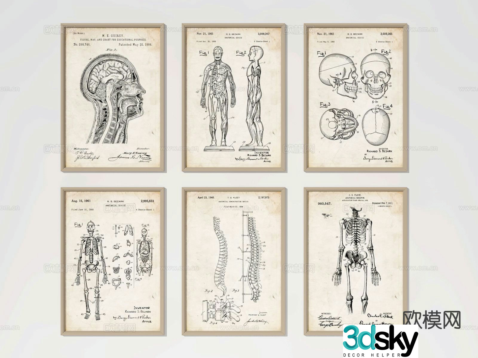 Human body table medical hanging painting decorative painting 3d model