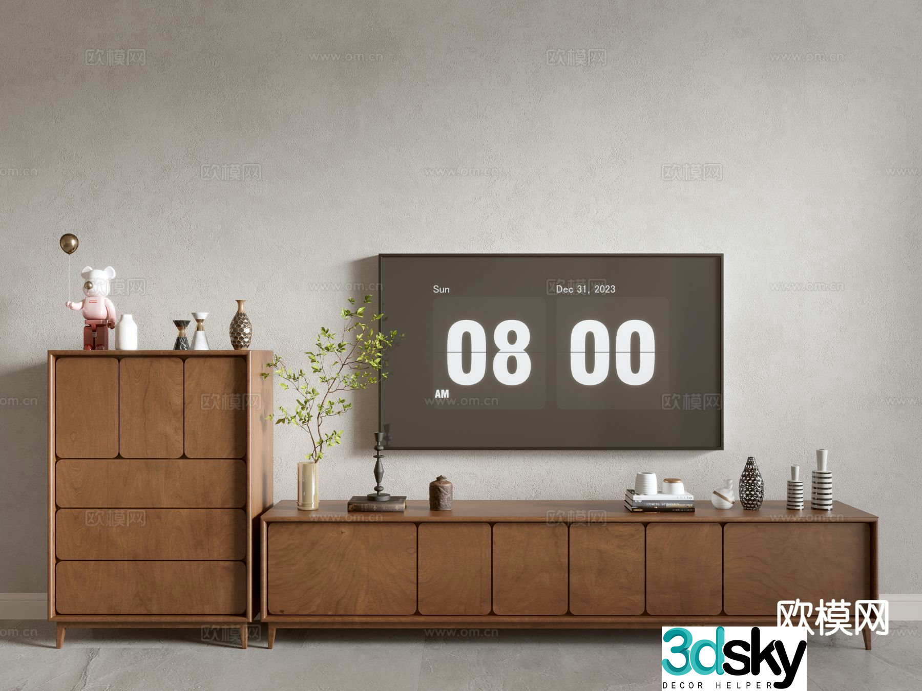 Medieval style TV cabinet 3D model