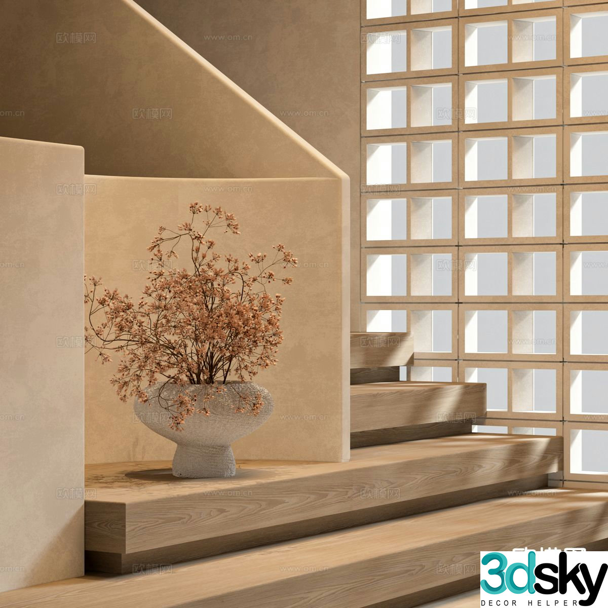 wabi-sabi flower zen vase dead branch vase 3d model