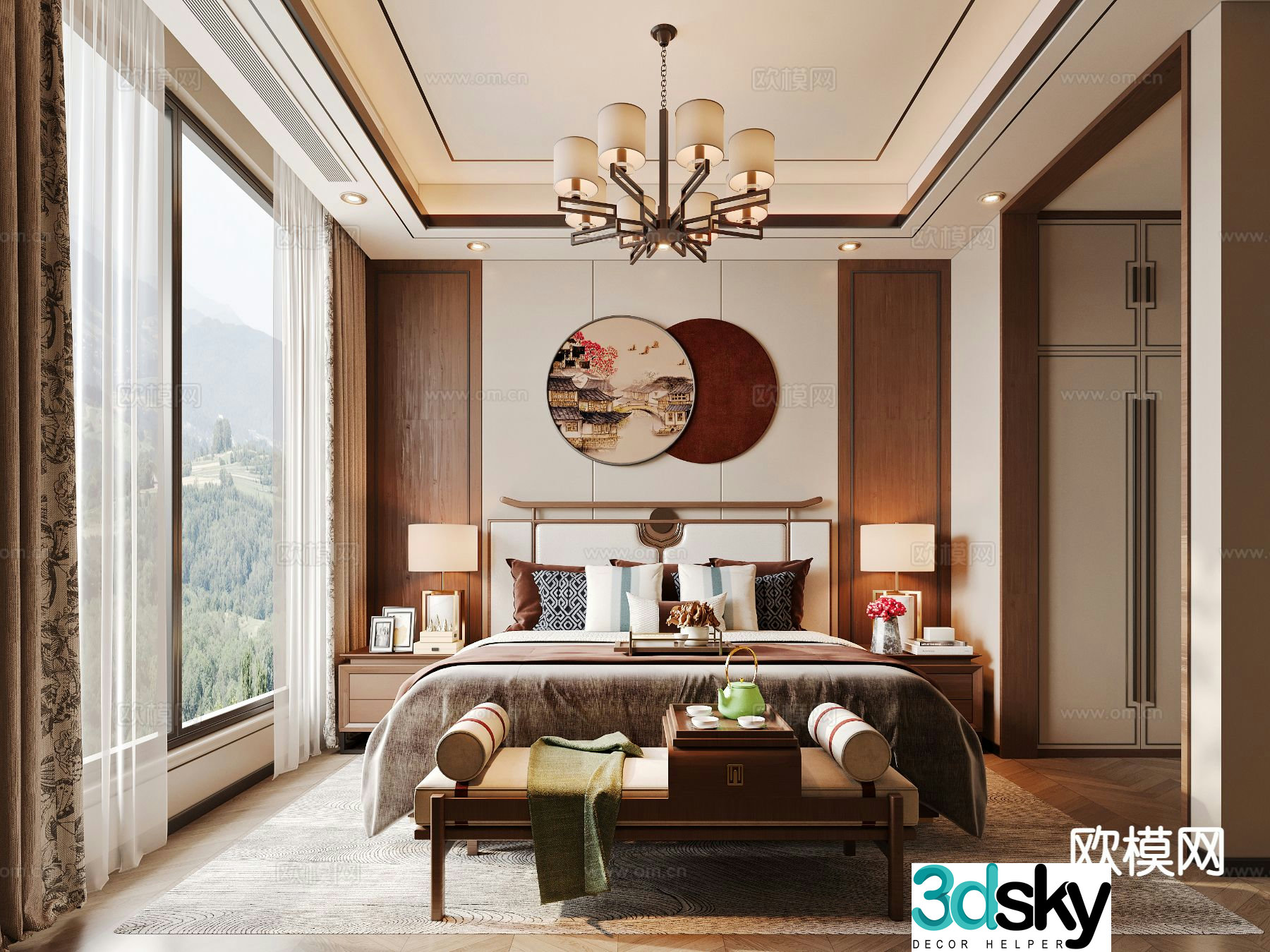 New Chinese style bedroom master bedroom 3d model