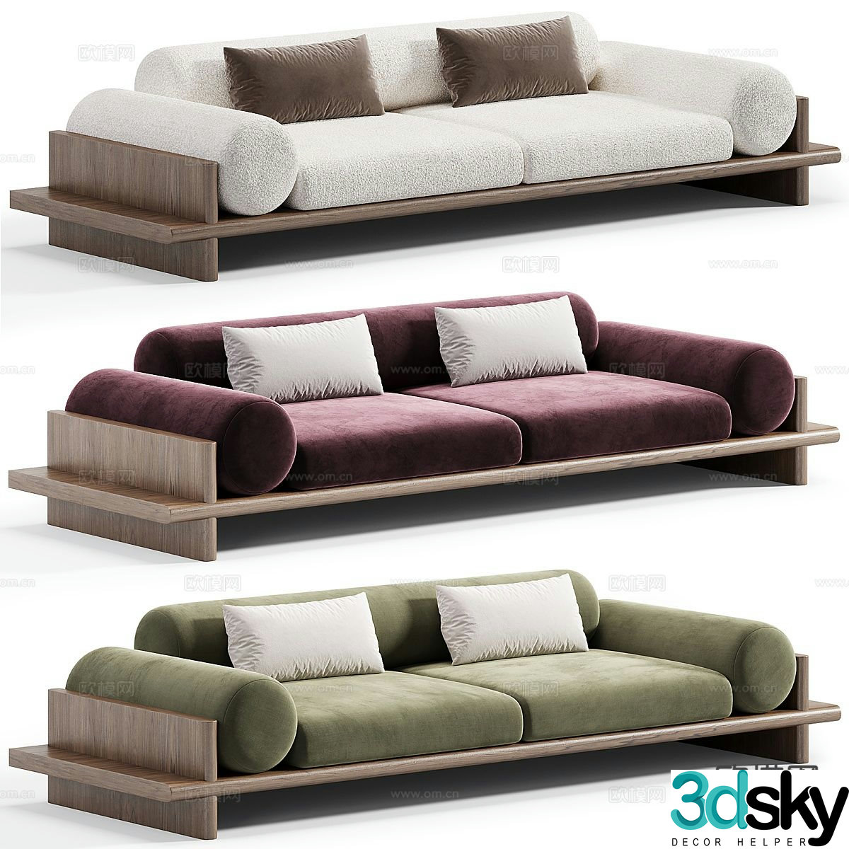 Italian fabric sofa double sofa 3d model