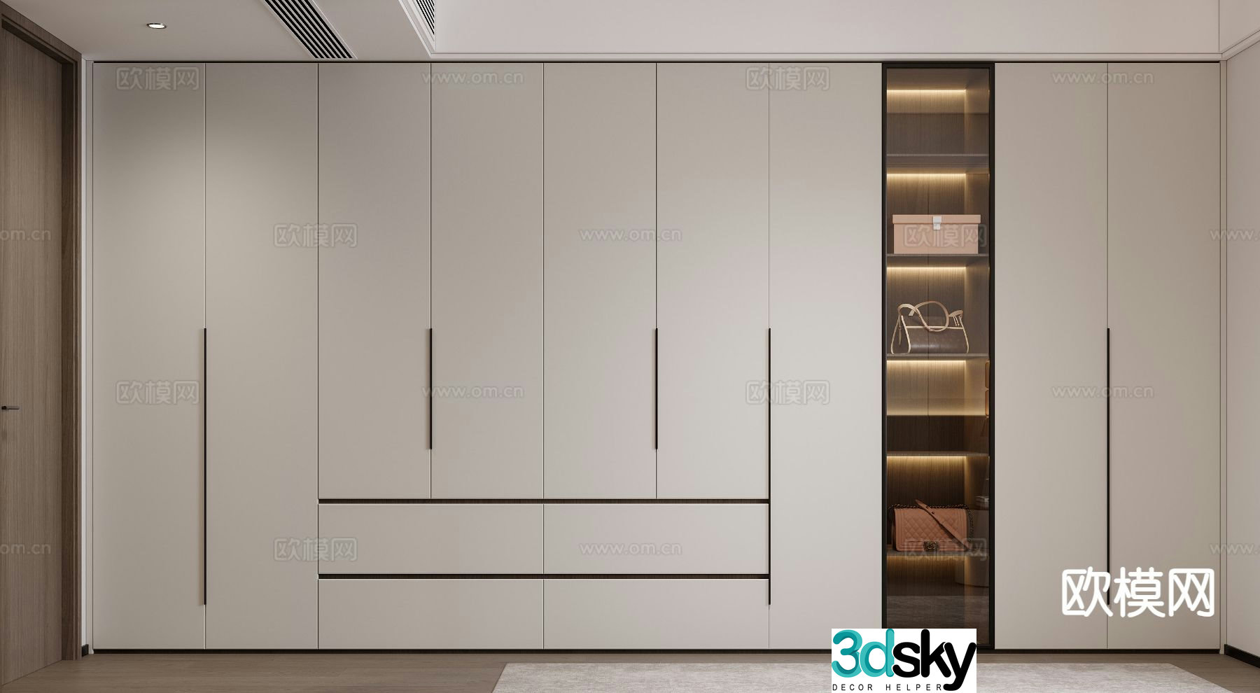 Modern wardrobe integrated cabinet 3d model