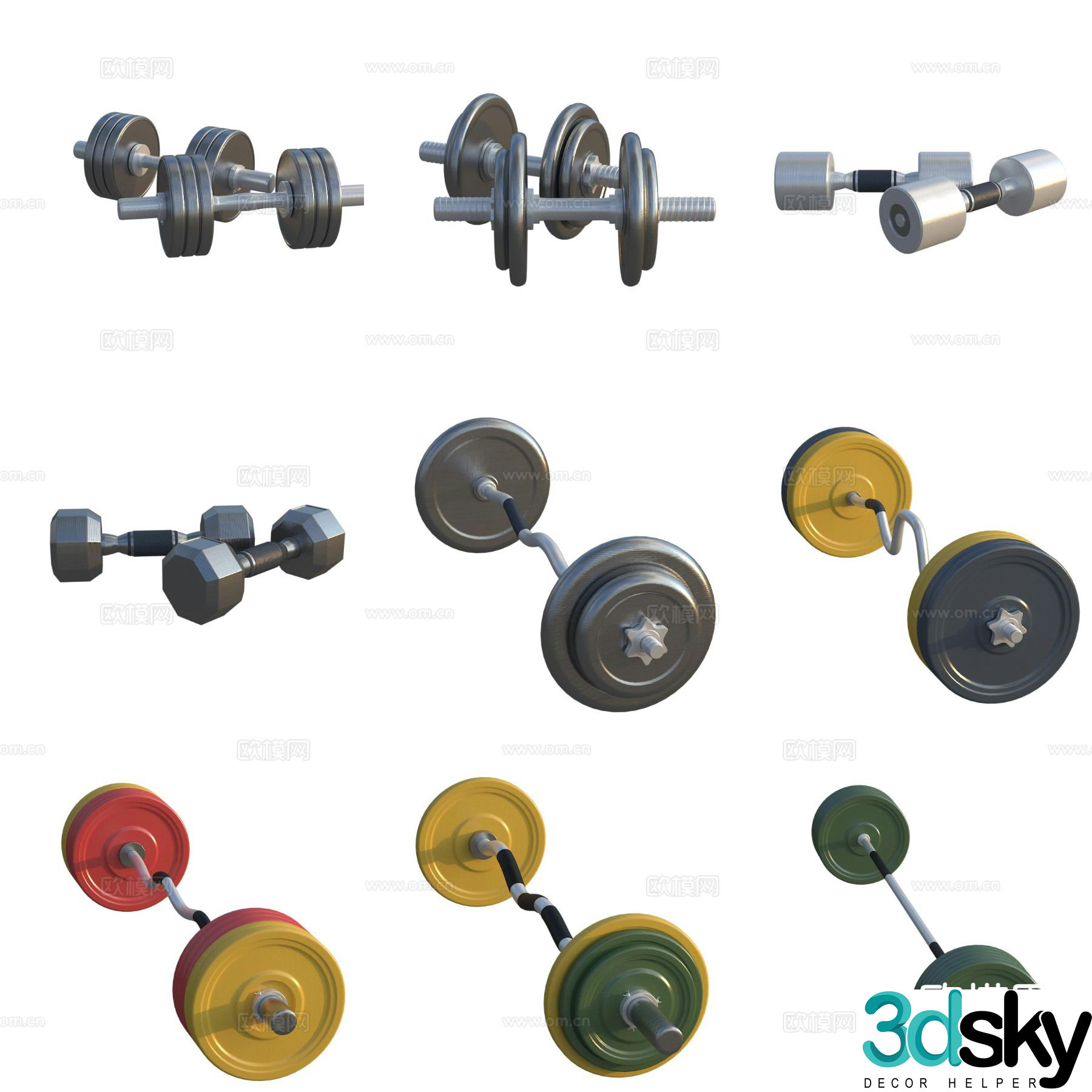 Dumbbell weightlifting equipment sports equipment 3d model