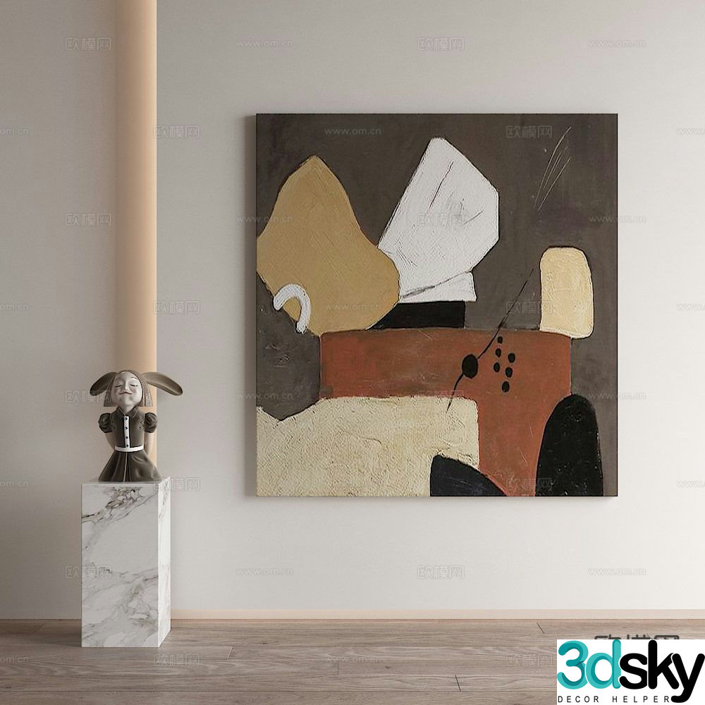 New Chinese style decorative painting abstract hanging painting 3d model
