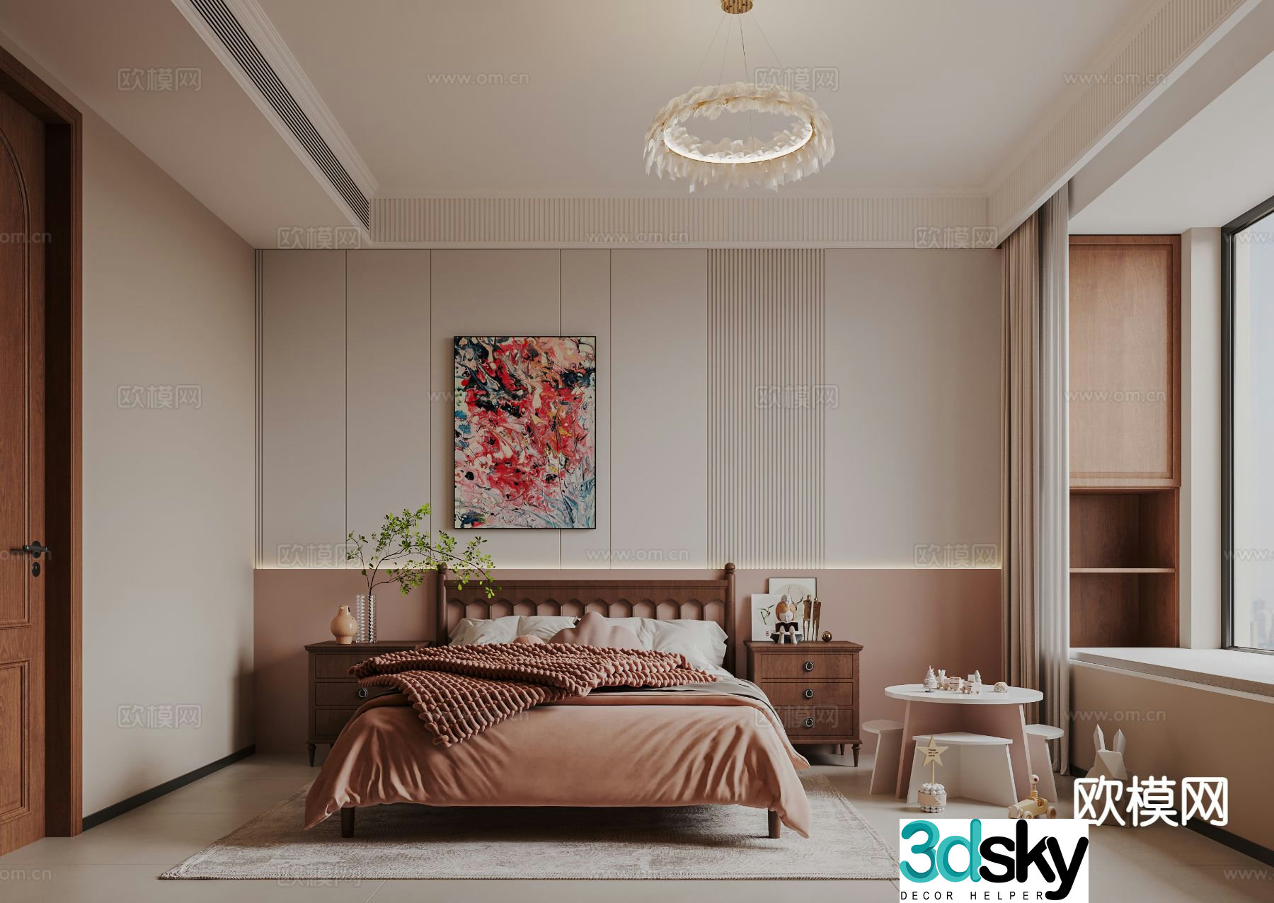 Modern children’s room girl’s room 3d model