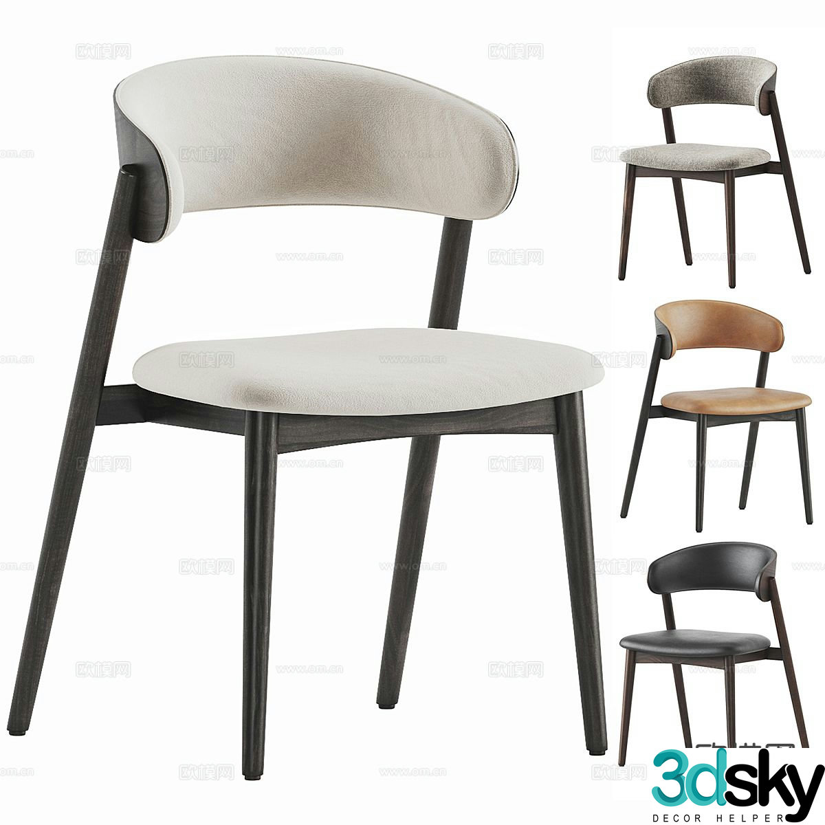 Modern chair single chair dining chair 3d model