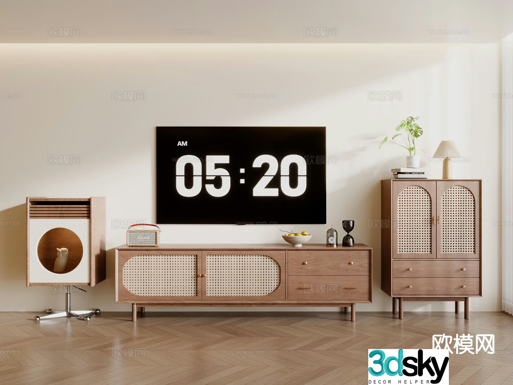Wabi Sabi TV cabinet rattan cabinet 3d model