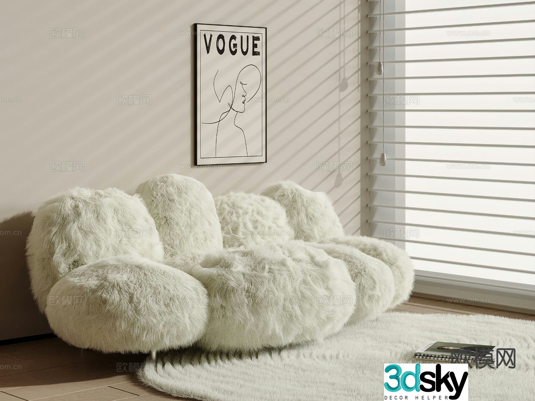Modern plush sofa finger sofa 3d model