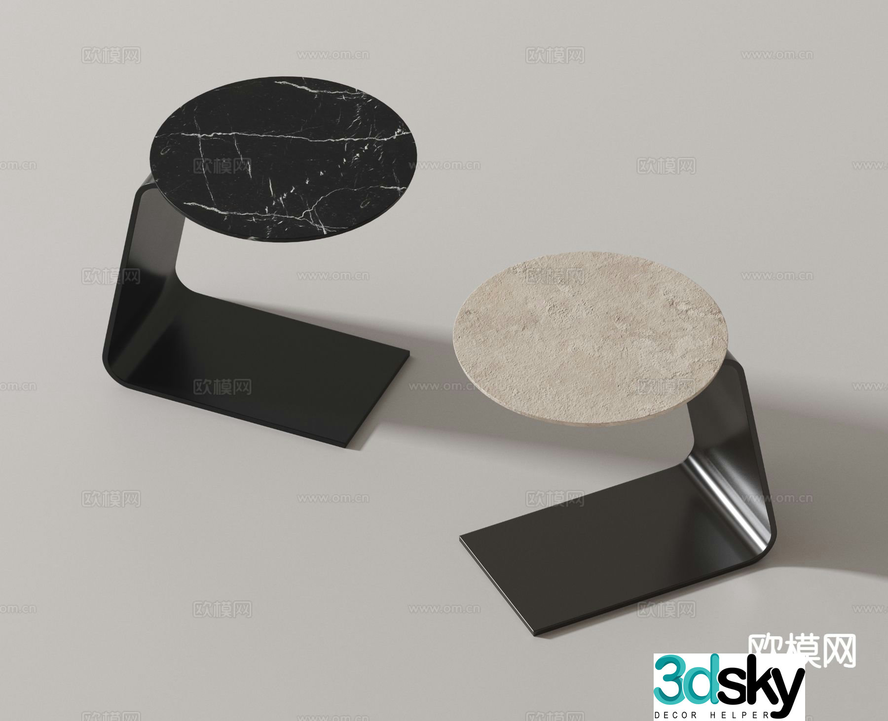 Modern side table corner table round table 3D model