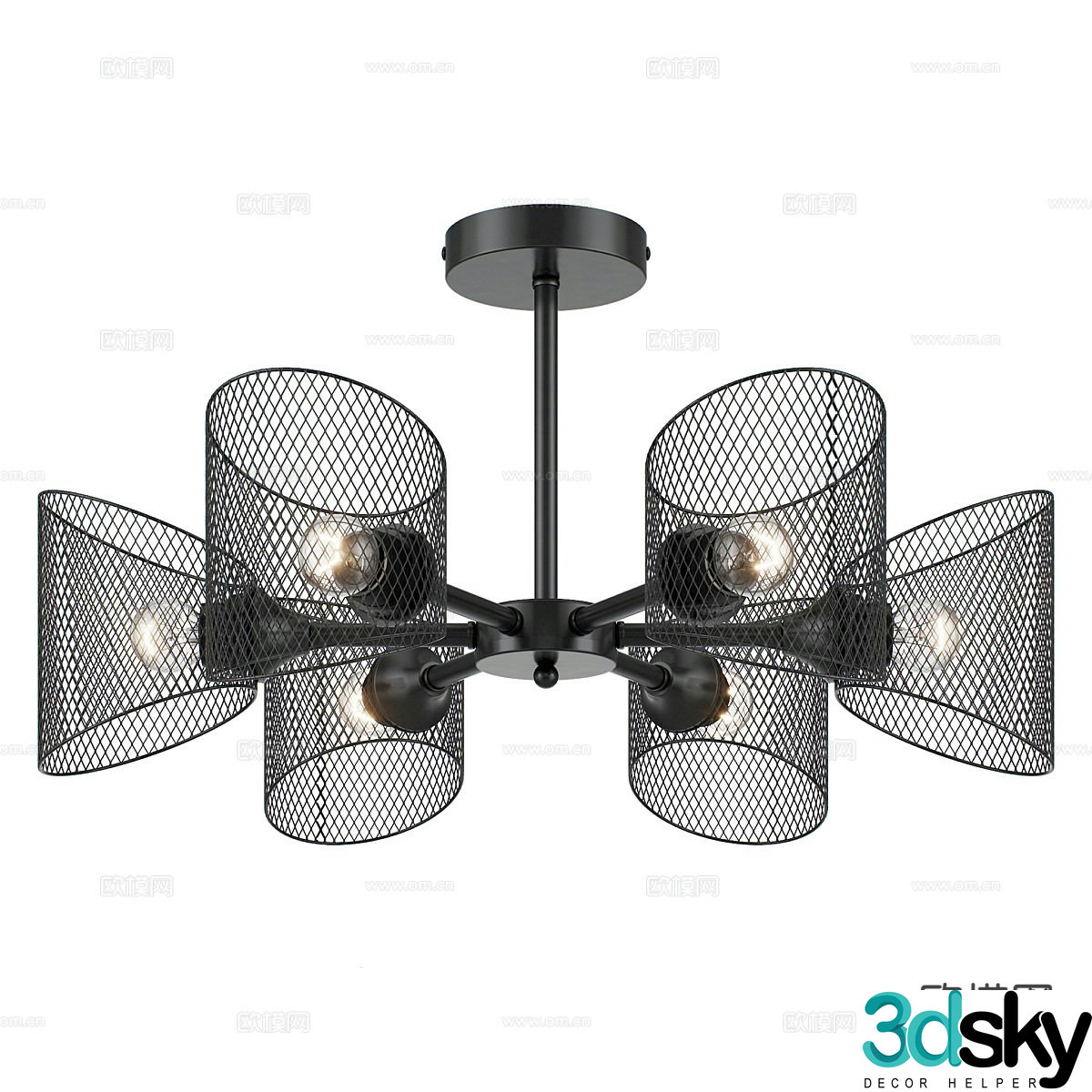 Modern iron chandelier 3d model