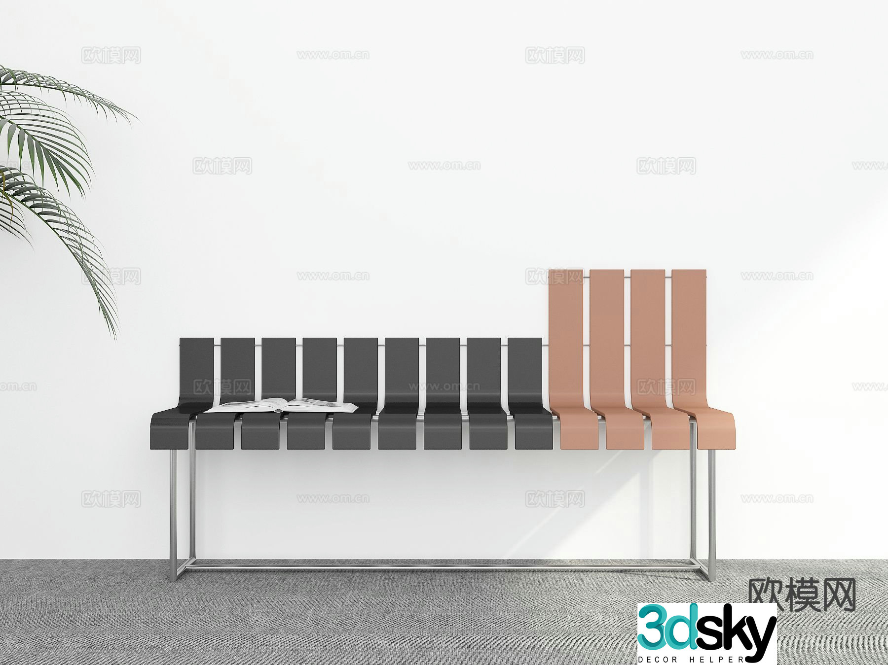 Modern outdoor chairs row chairs 3d model