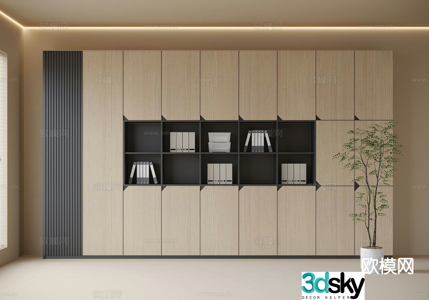 Modern office file cabinet locker bookcase 3d model