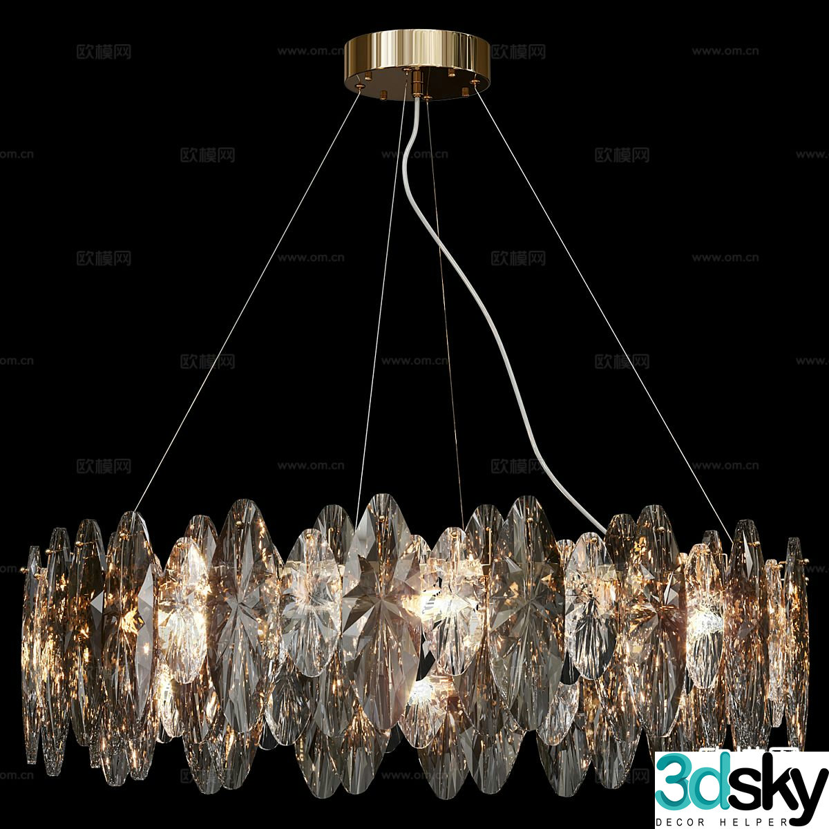 Light luxury crystal chandelier 3d model