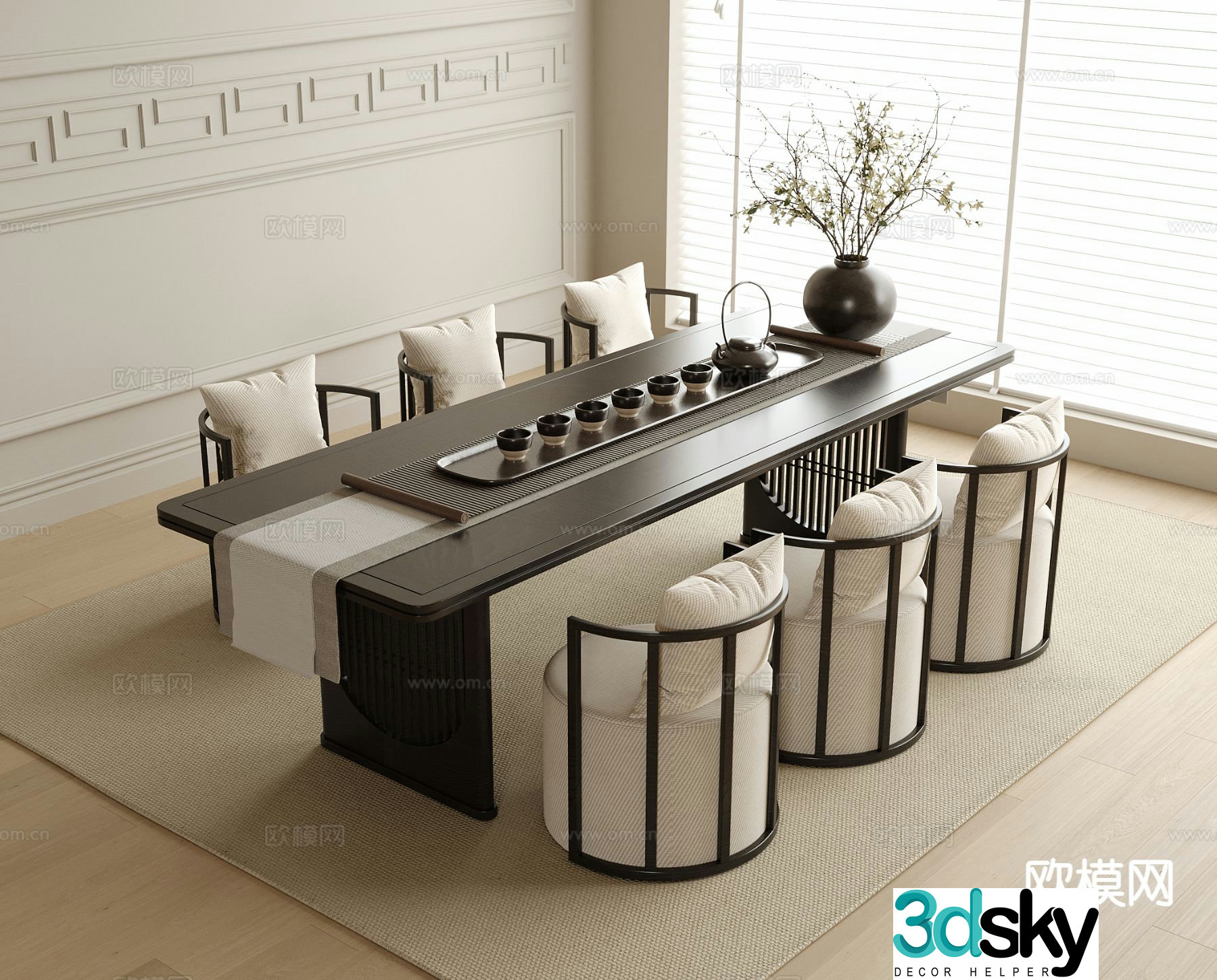 New Chinese style tea table tea table 3d model