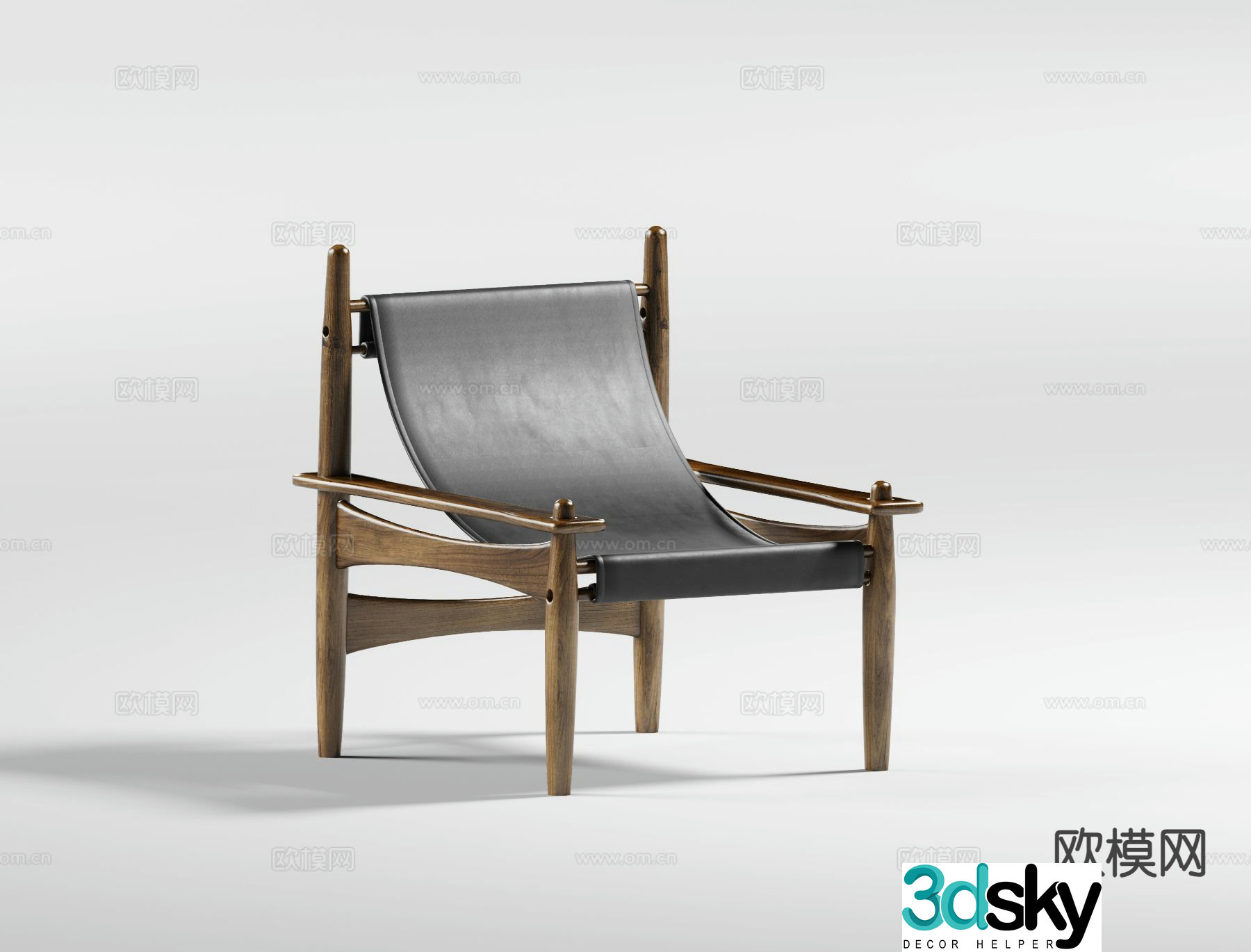 Italian leather single chair tea chair single chair chair 3d model