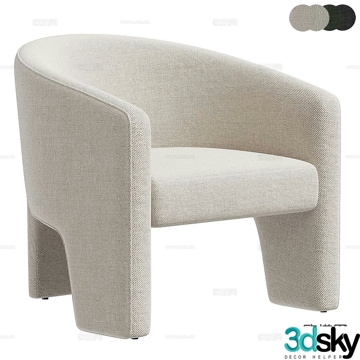 Cream style sofa chair leisure chair armchair 3d model
