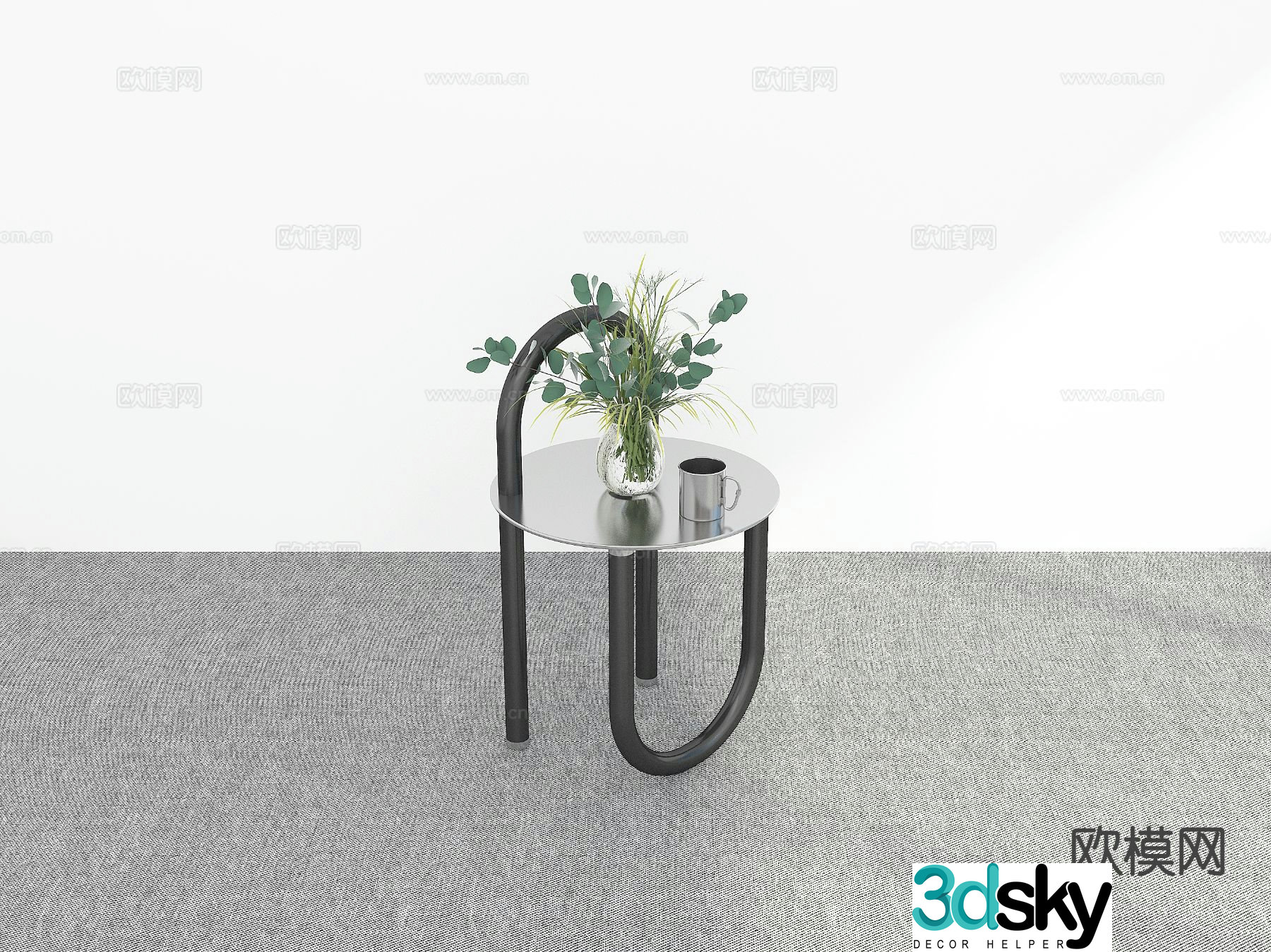 Modern side table round table corner table 3D model