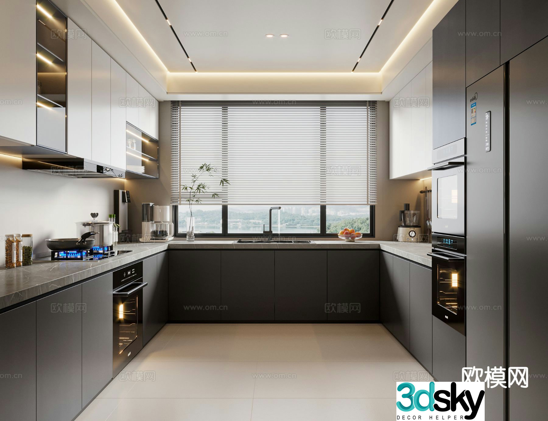 Italian kitchen cabinet 3d model