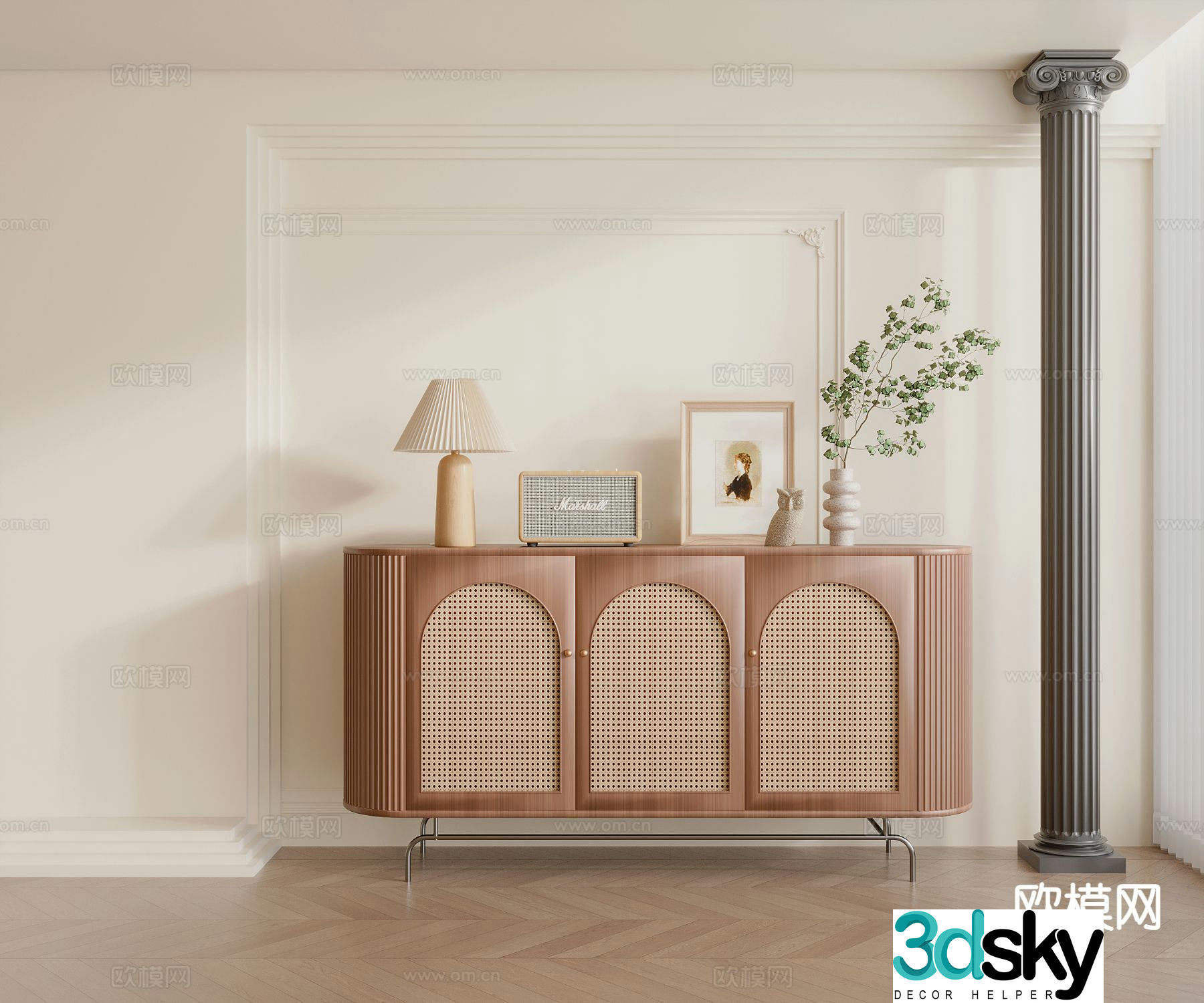 Medieval style side cabinet and entrance cabinet 3D model