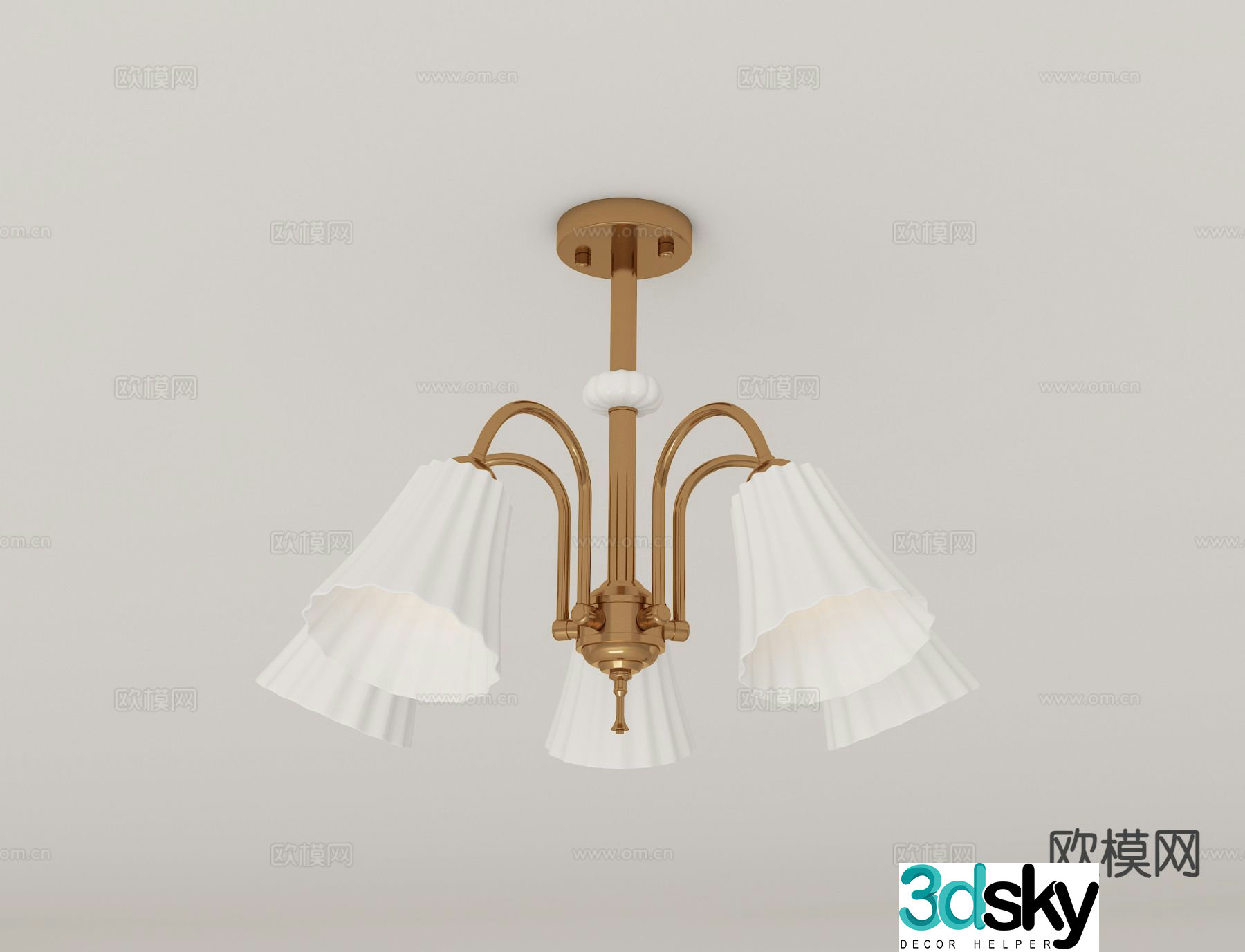 French multi-head chandelier 3d model