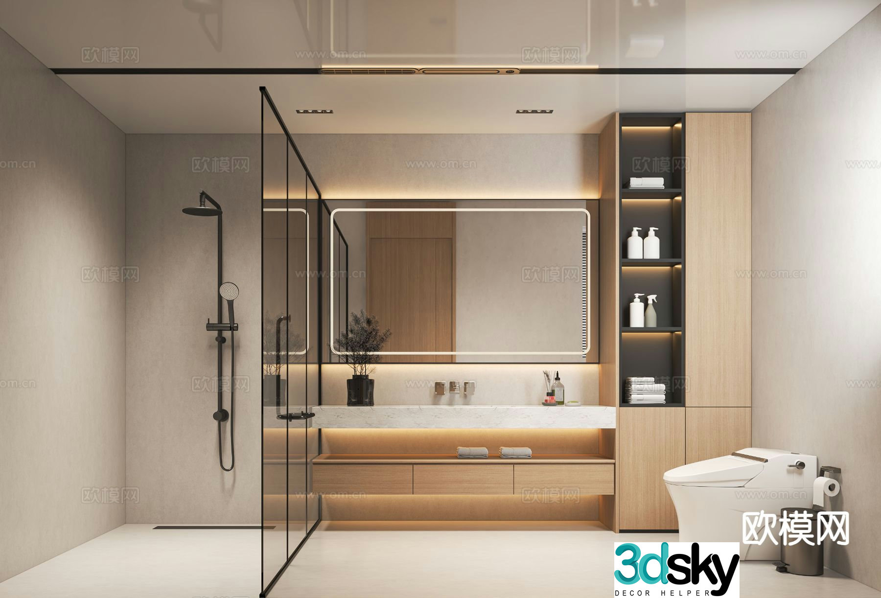 Nordic toilet bathroom laundry room 3d model