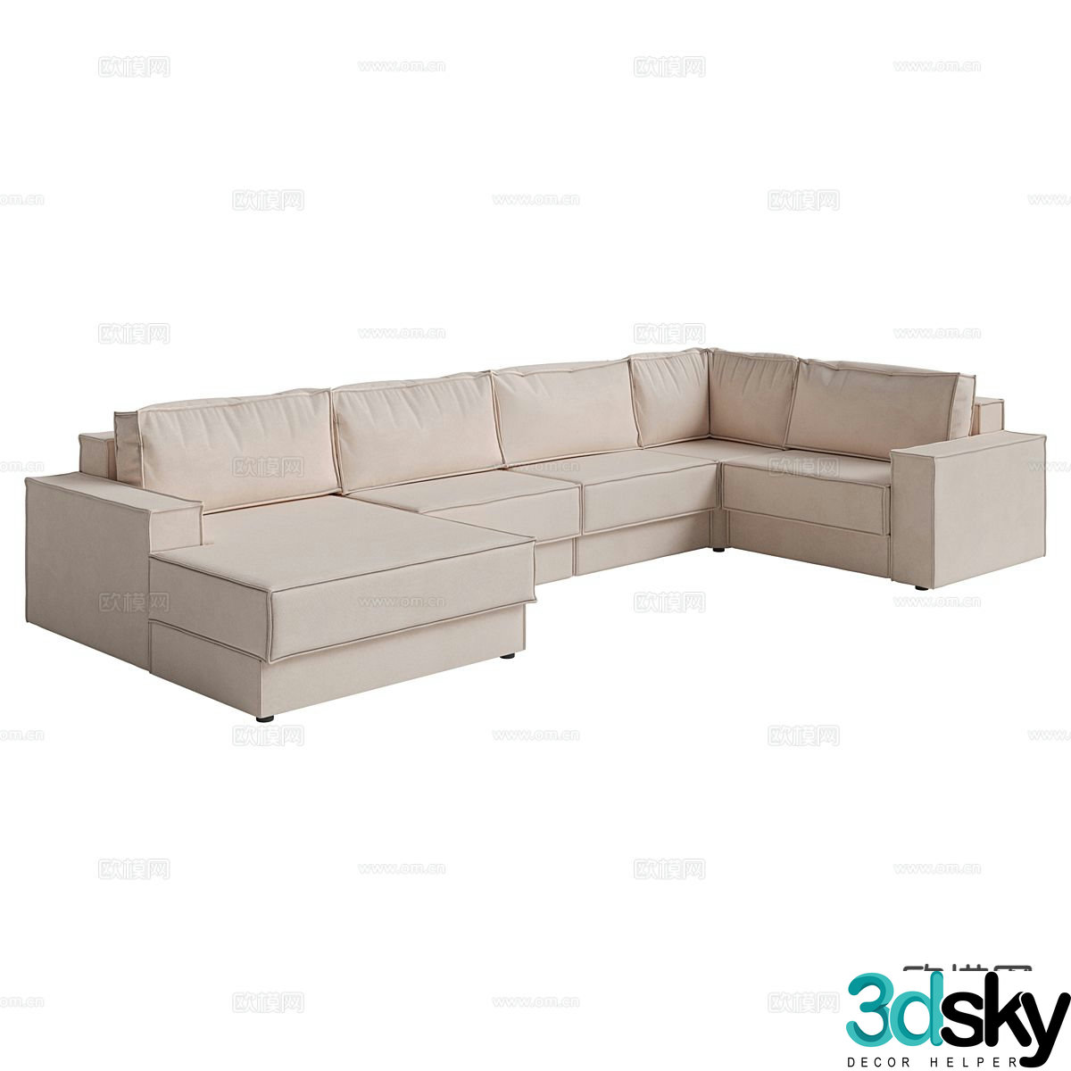 Modern corner sofa multi-person sofa 3d model
