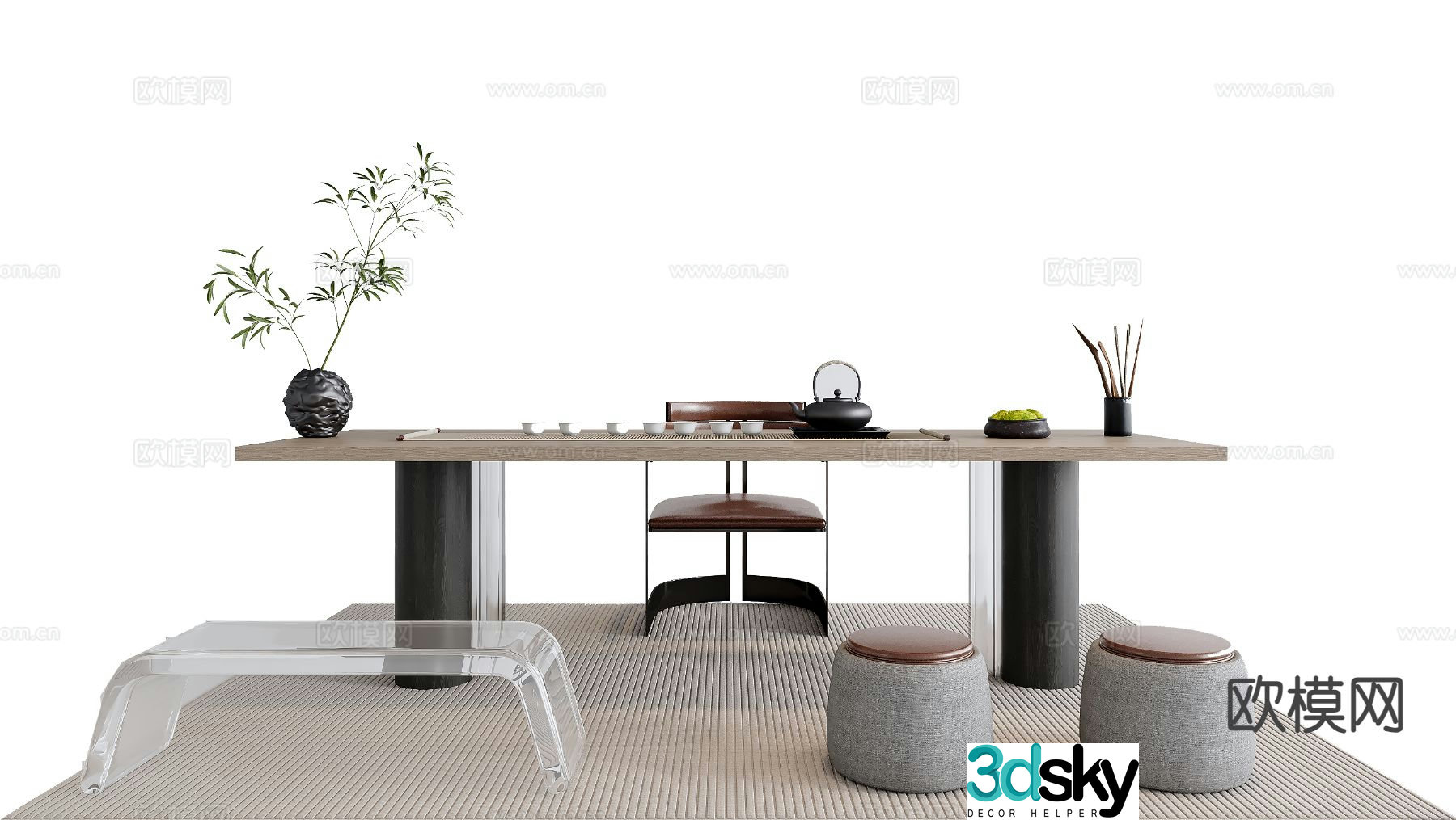 New Chinese style tea table tea table 3d model