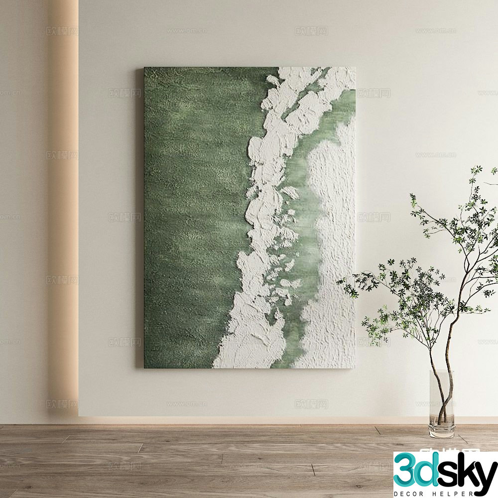 Modern decorative painting wave hanging painting 3d model