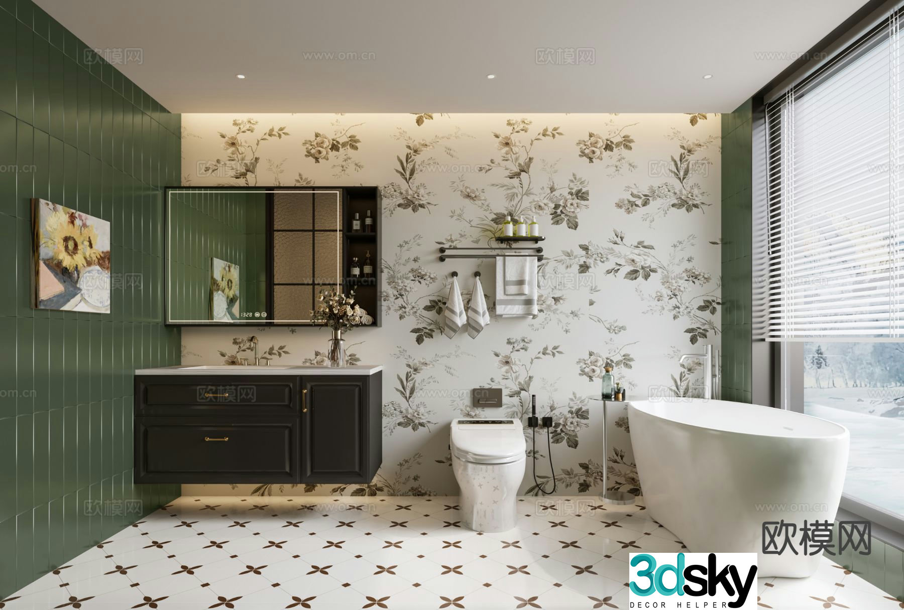 American bathroom bathroom 3d model
