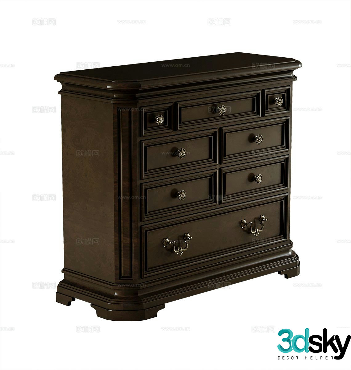 American style chest of drawers 3d model