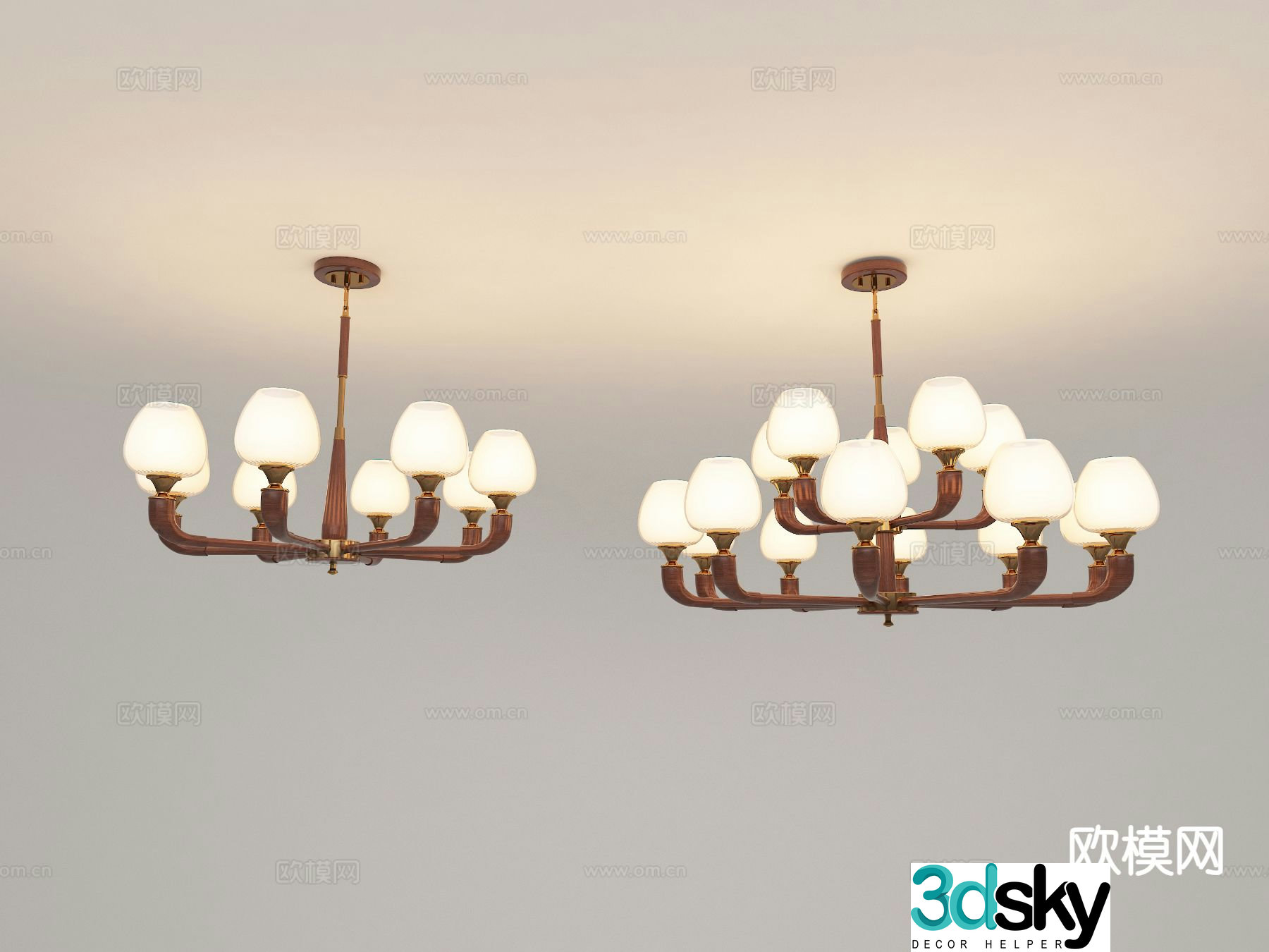 New Chinese style chandelier multi-head chandelier 3d model