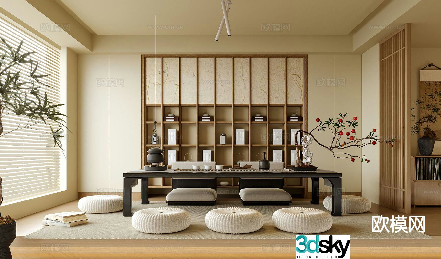 New Chinese tatami tea room 3d model