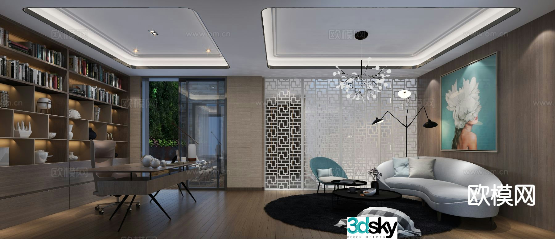 New Chinese style study 3D model