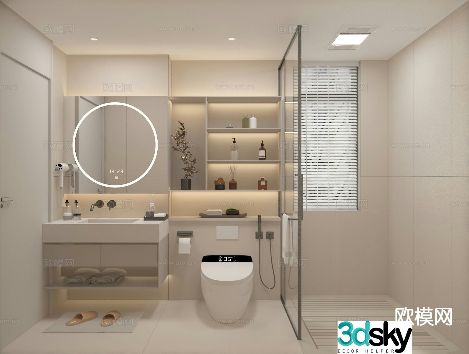 Modern bathroom wet and dry separated bathroom master bathroom bathroom 3d model