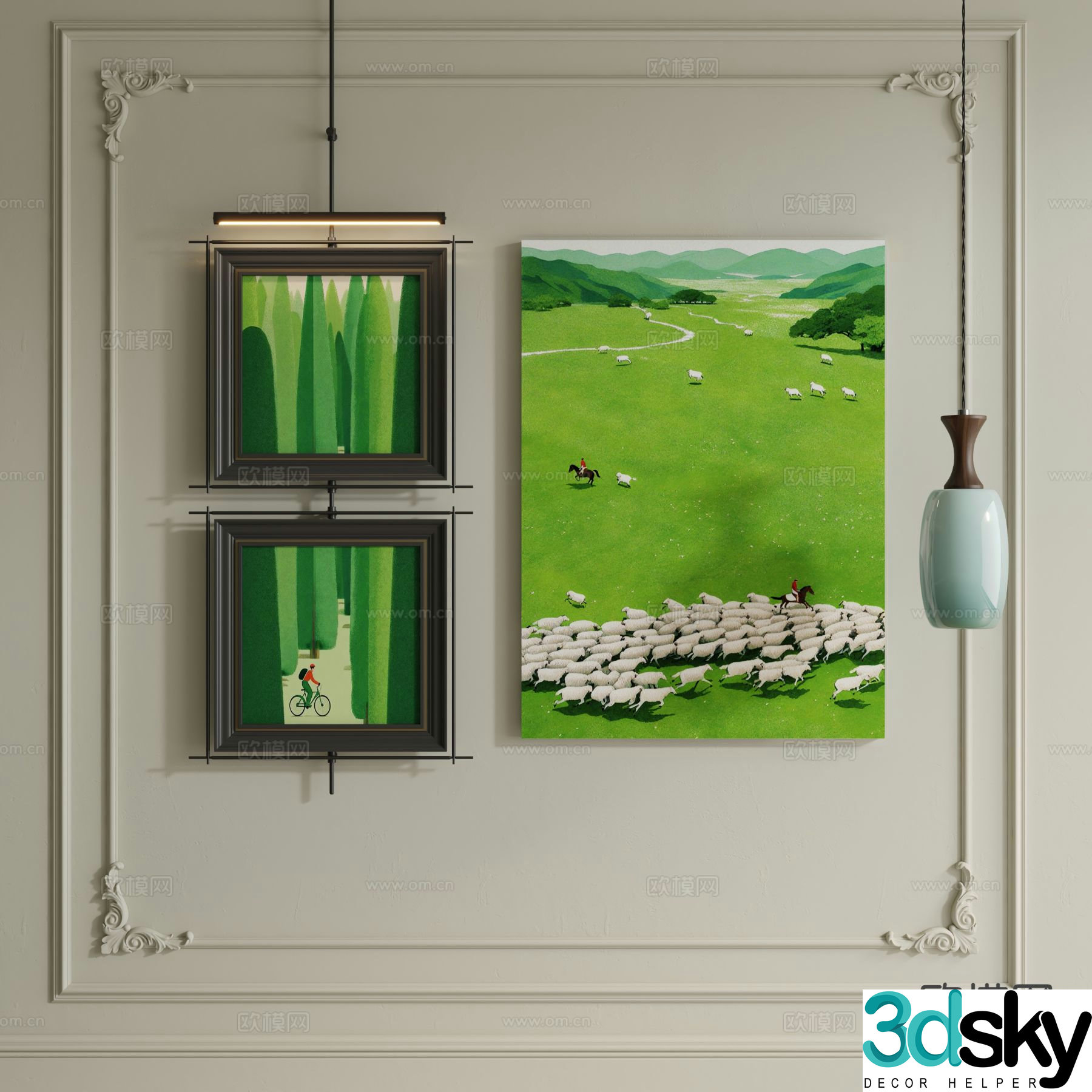 Modern boom decorative painting prairie oil painting 3d model