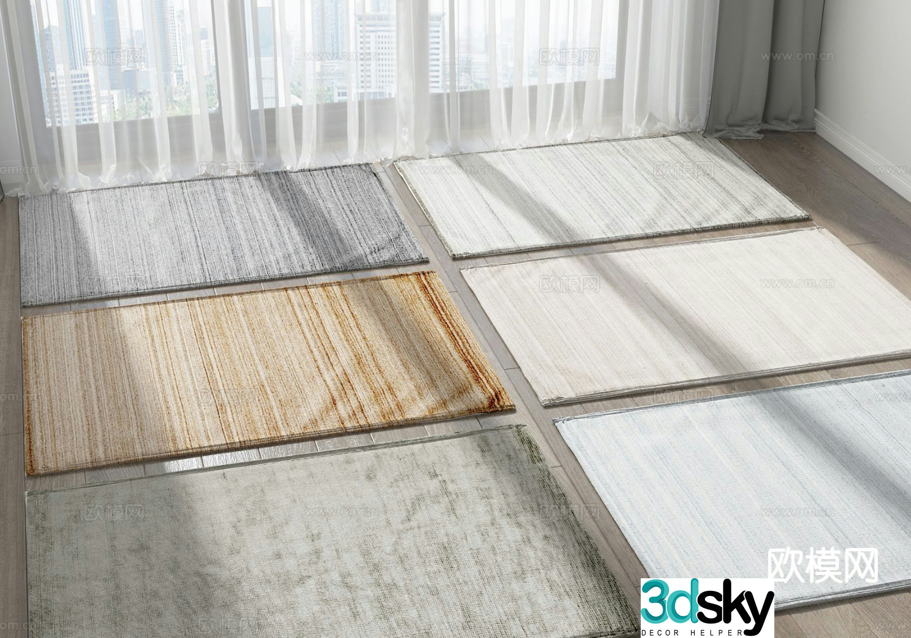 Modern carpet square rug 3d model