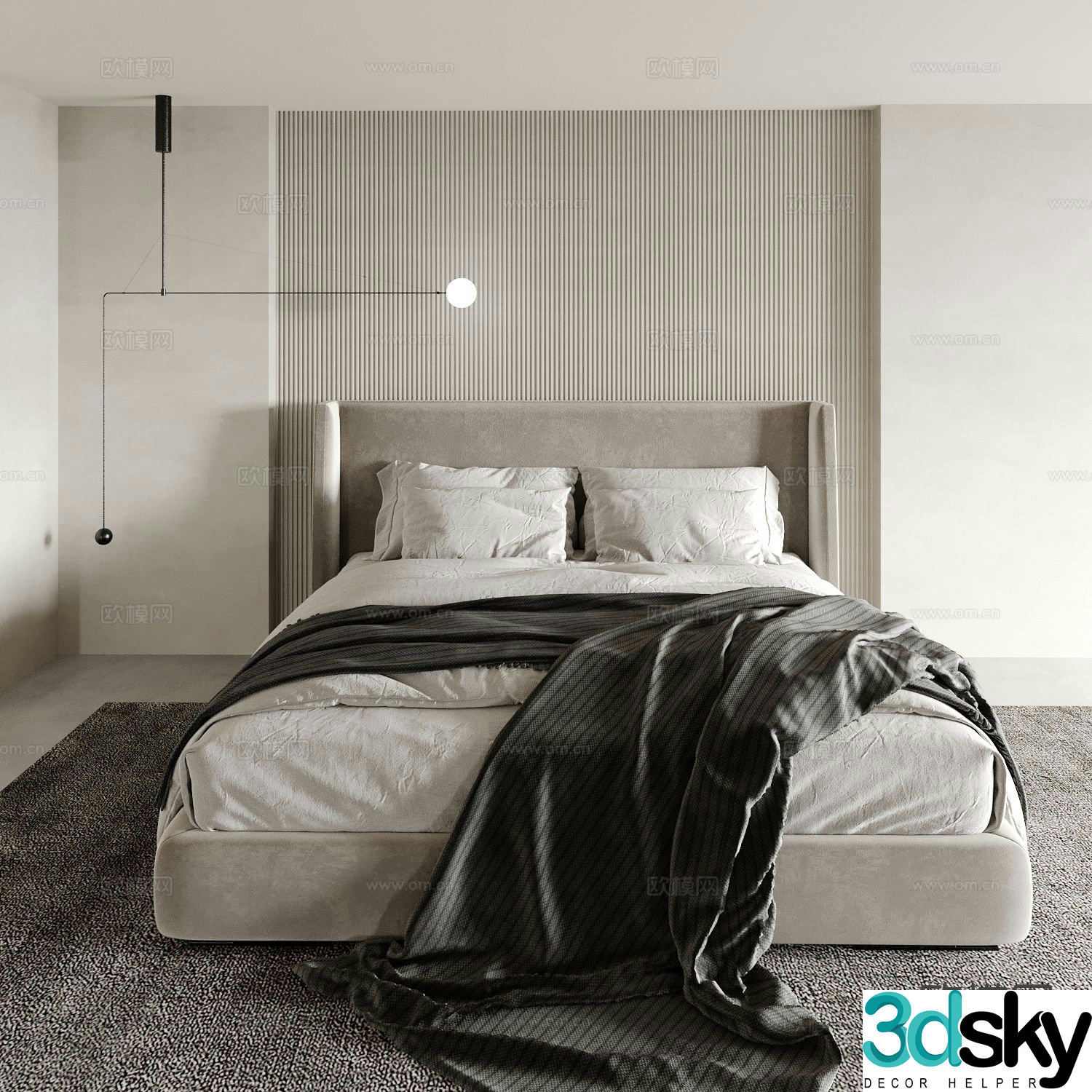 Modern double bed 3d model