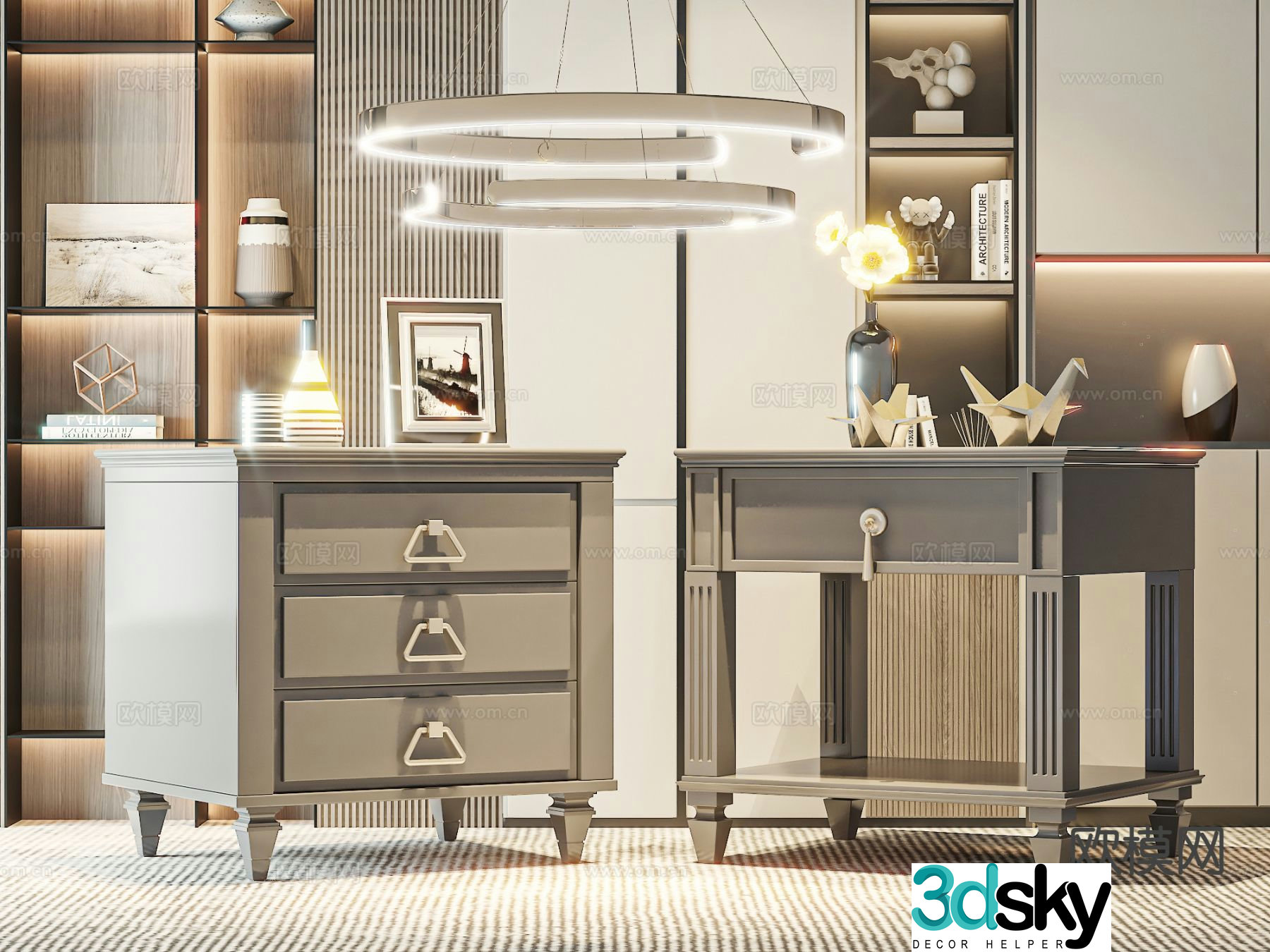 American bedside table 3d model