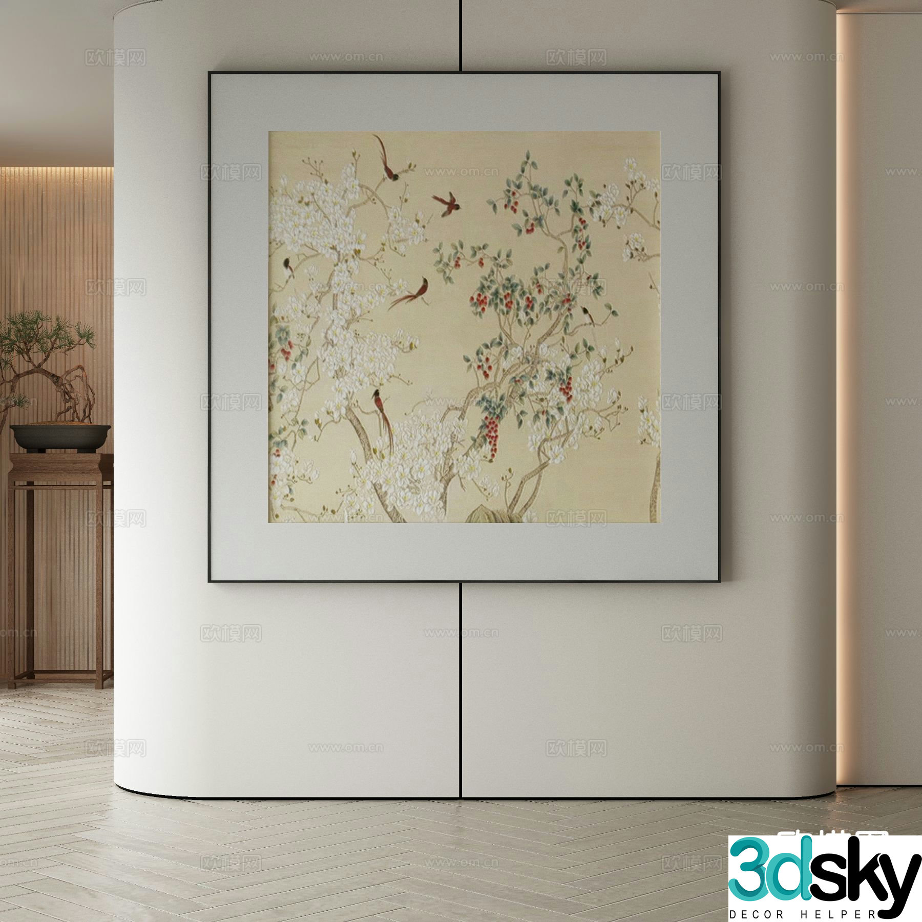 New Chinese style flower and bird painting art painting decorative painting 3d model